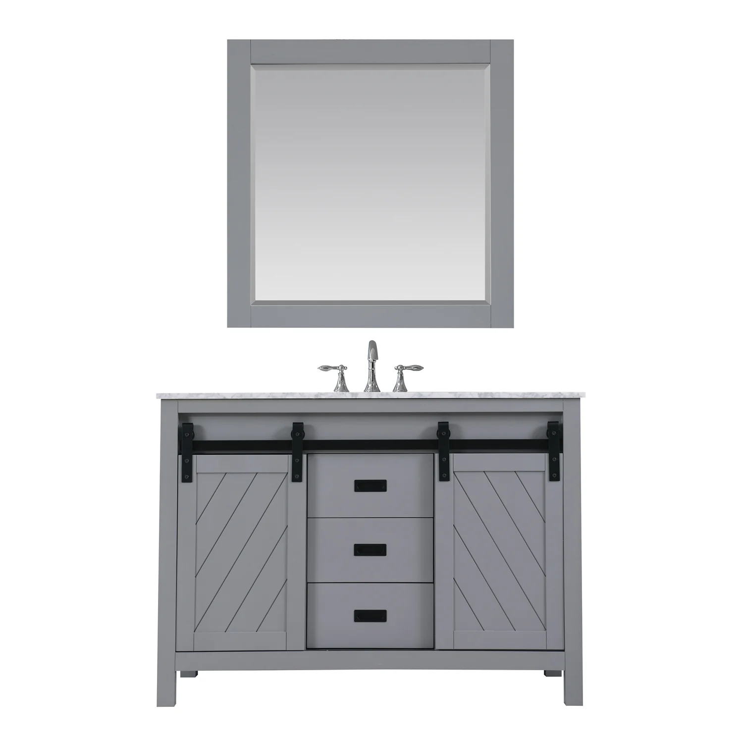 Altair Design Kinsley 48" Single Bathroom Vanity Set in Gray and Carrara White Marble Countertop - Image 2