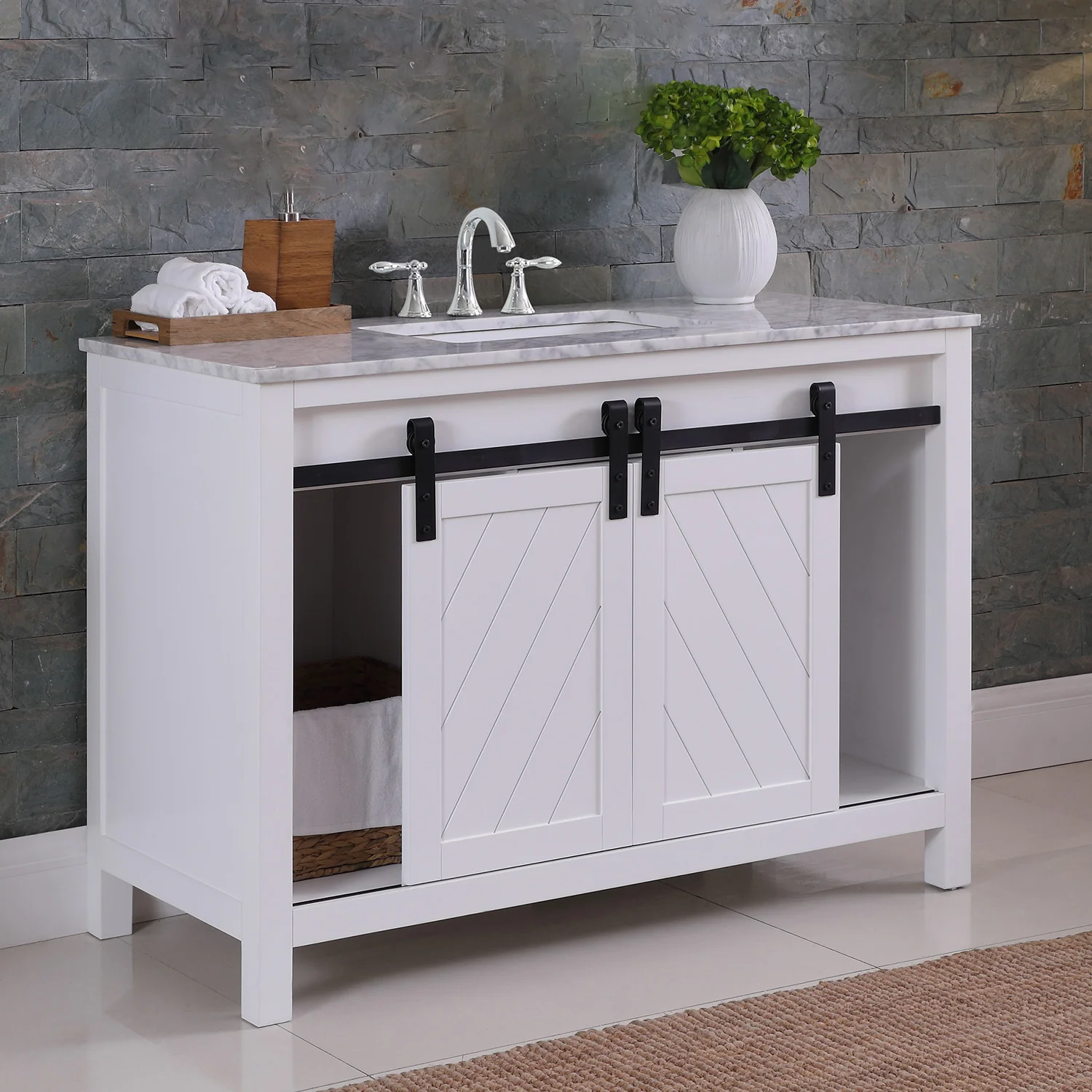 Altair Design Kinsley 48" Single Bathroom Vanity Set in White and Carrara White Marble Countertop - Image 13