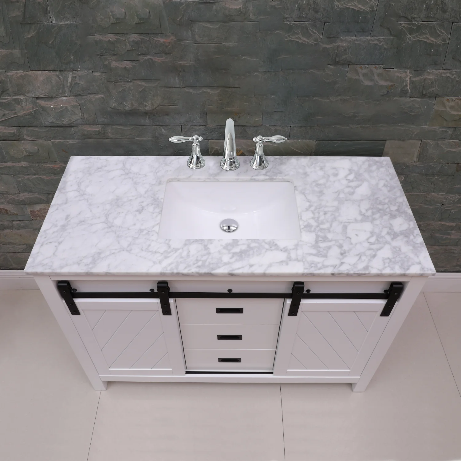Altair Design Kinsley 48" Single Bathroom Vanity Set in White and Carrara White Marble Countertop - Image 14