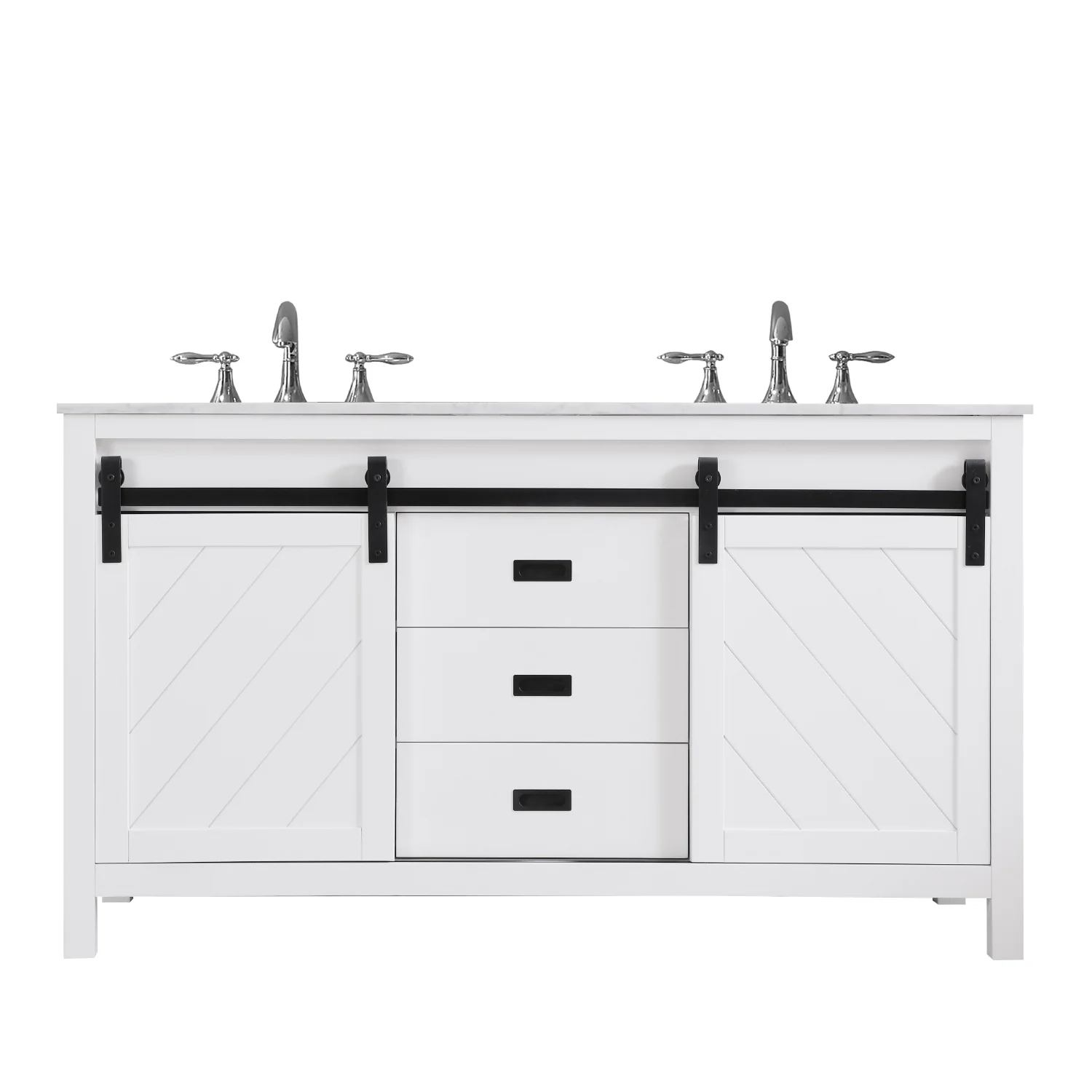 Altair Design Kinsley 60" Double Bathroom Vanity Set in White and Carrara White Marble Countertop - Image 10