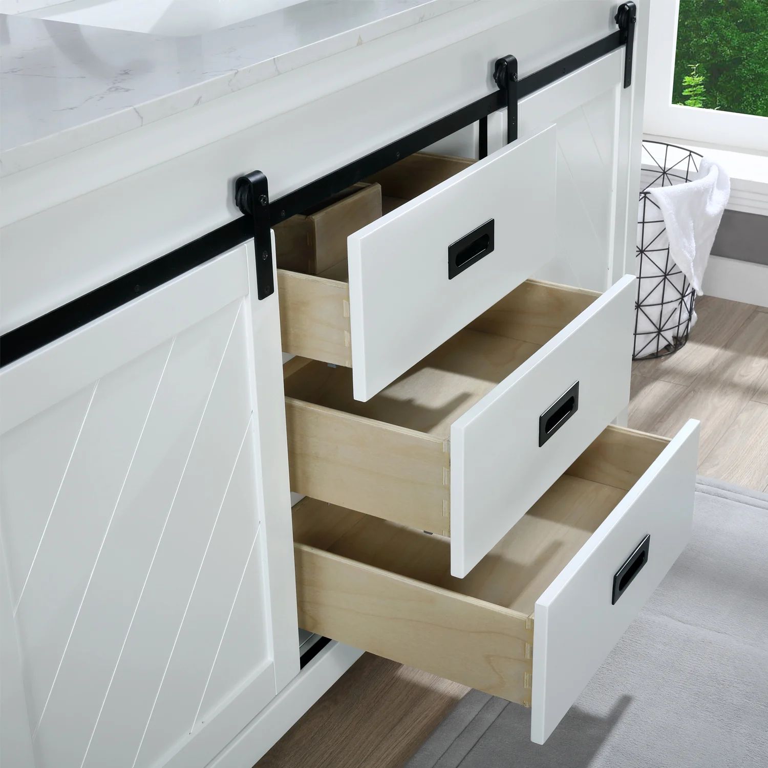 Altair Design Kinsley 60" Single Bathroom Vanity Set in White and Carrara White Marble Countertop - Image 15