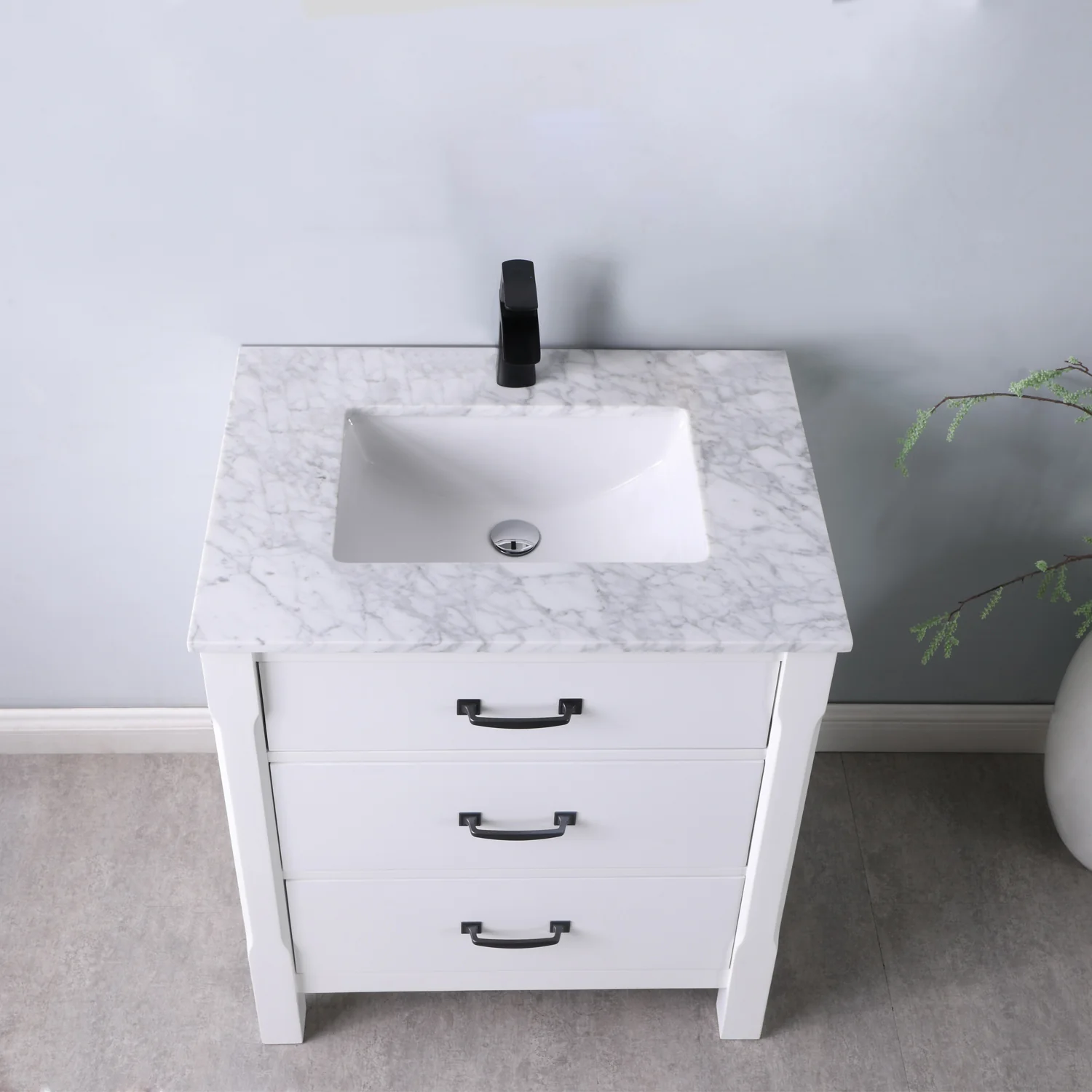 Altair Design Maribella 30" Single Bathroom Vanity Set in White and Carrara White Marble Countertop - Image 11