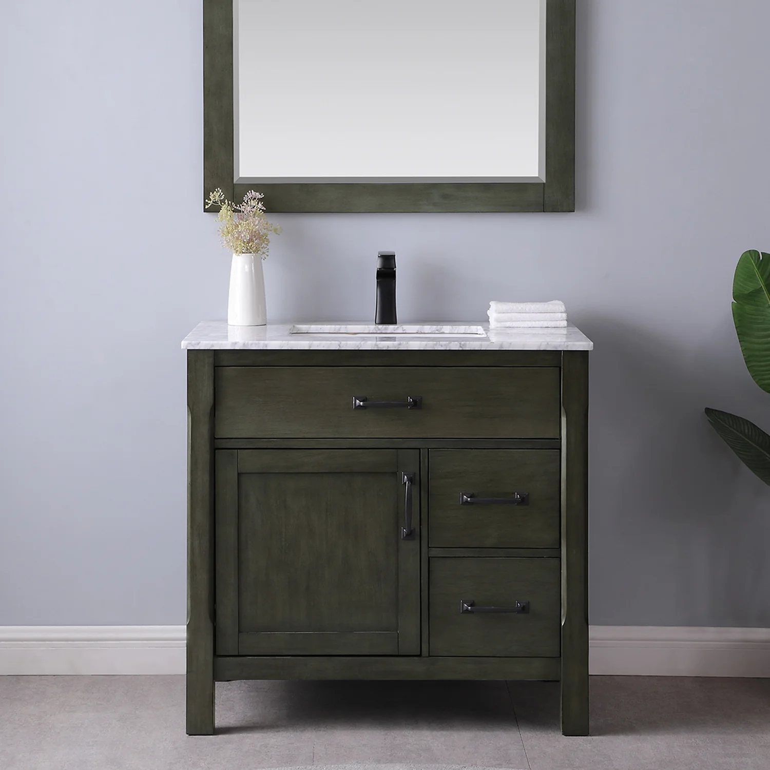 Altair Design Maribella 36" Single Bathroom Vanity Set in Rust Black and Carrara White Marble Countertop - Image 5