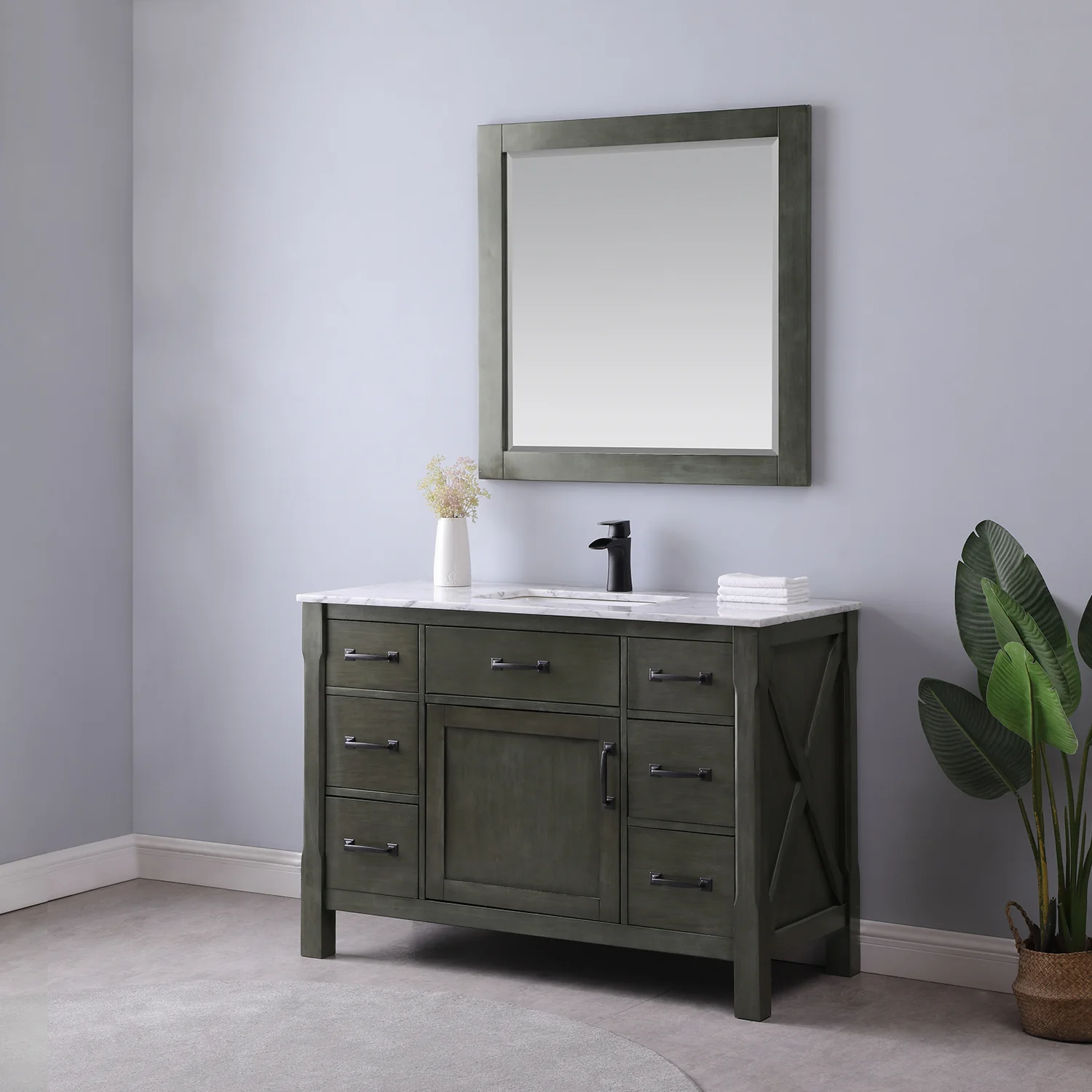 Altair Design Maribella 48" Single Bathroom Vanity Set in Rust Black and Carrara White Marble Countertop - Image 4