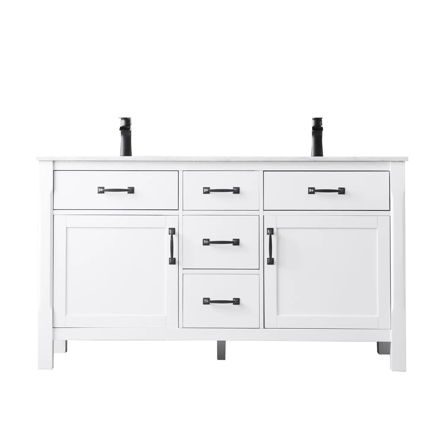 Altair Design Maribella 60" Double Bathroom Vanity Set in White and Carrara White Marble Countertop - Image 10