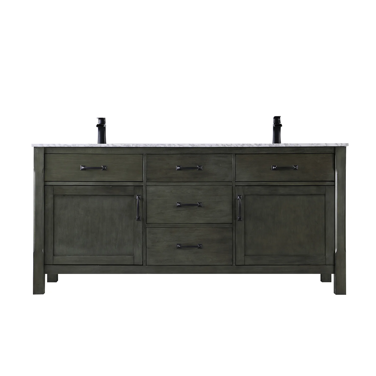 Altair Design Maribella 72" Double Bathroom Vanity Set in Rust Black and Carrara White Marble Countertop - Image 4