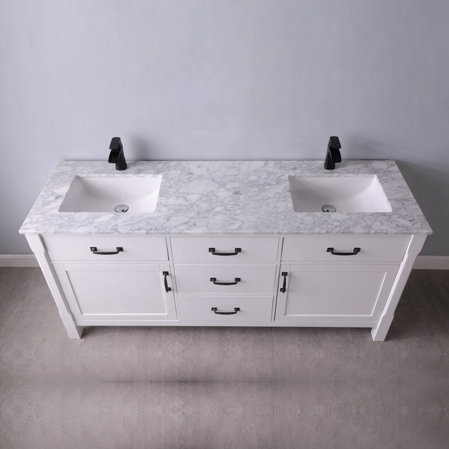 Altair Design Maribella 72" Double Bathroom Vanity Set in White and Carrara White Marble Countertop - Image 14