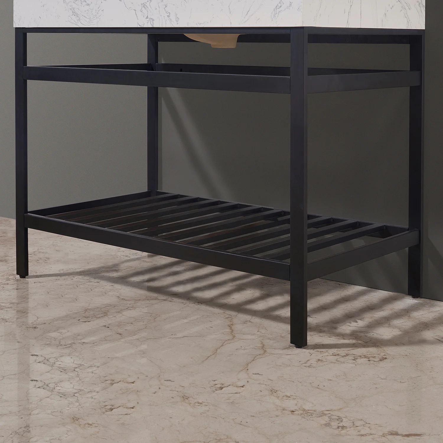 Altair Design Merano 42" Single Stainless Steel Vanity Console in Matt Black with Aosta White Stone Countertop - Image 4