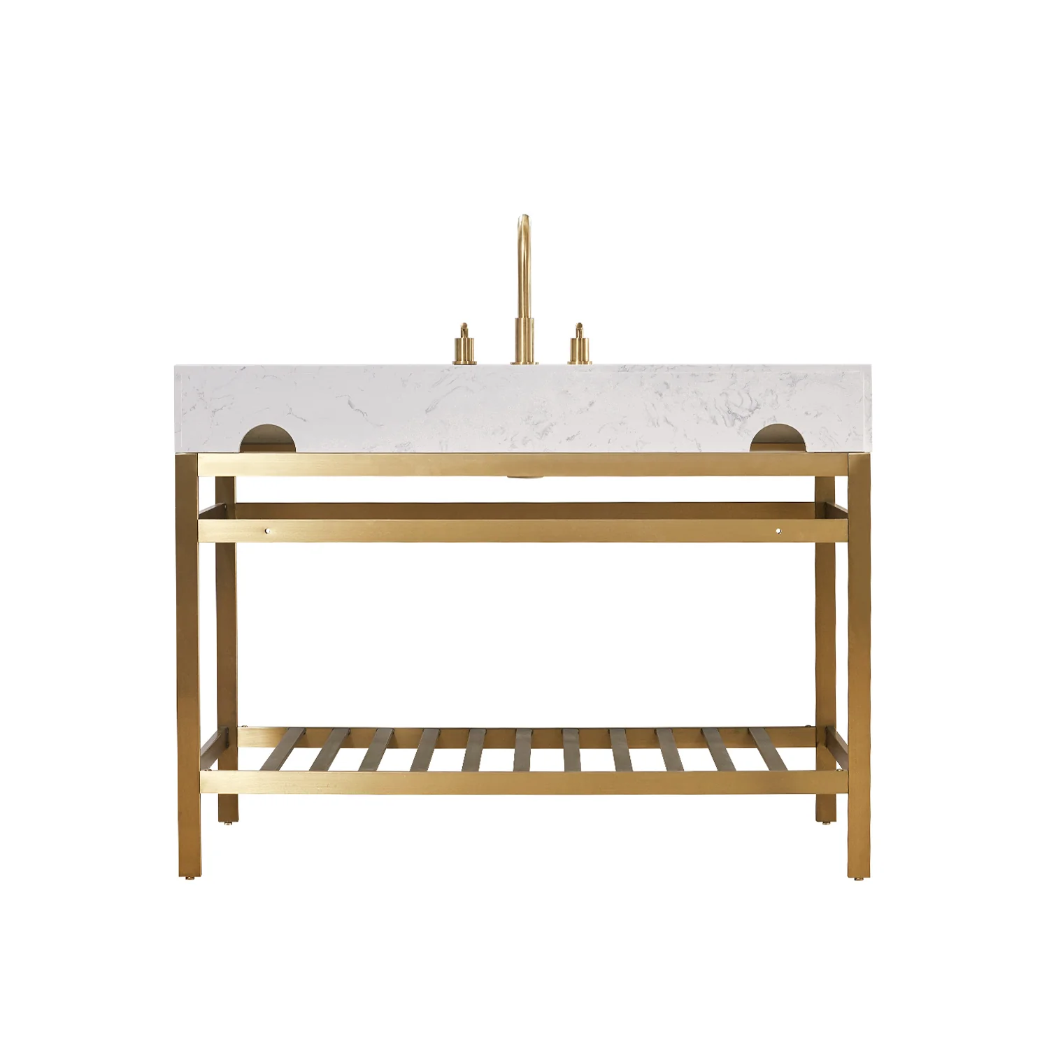 Altair Design Merano 48" Single Stainless Steel Vanity Console in Brushed Gold with Aosta White Stone Countertop - Image 13
