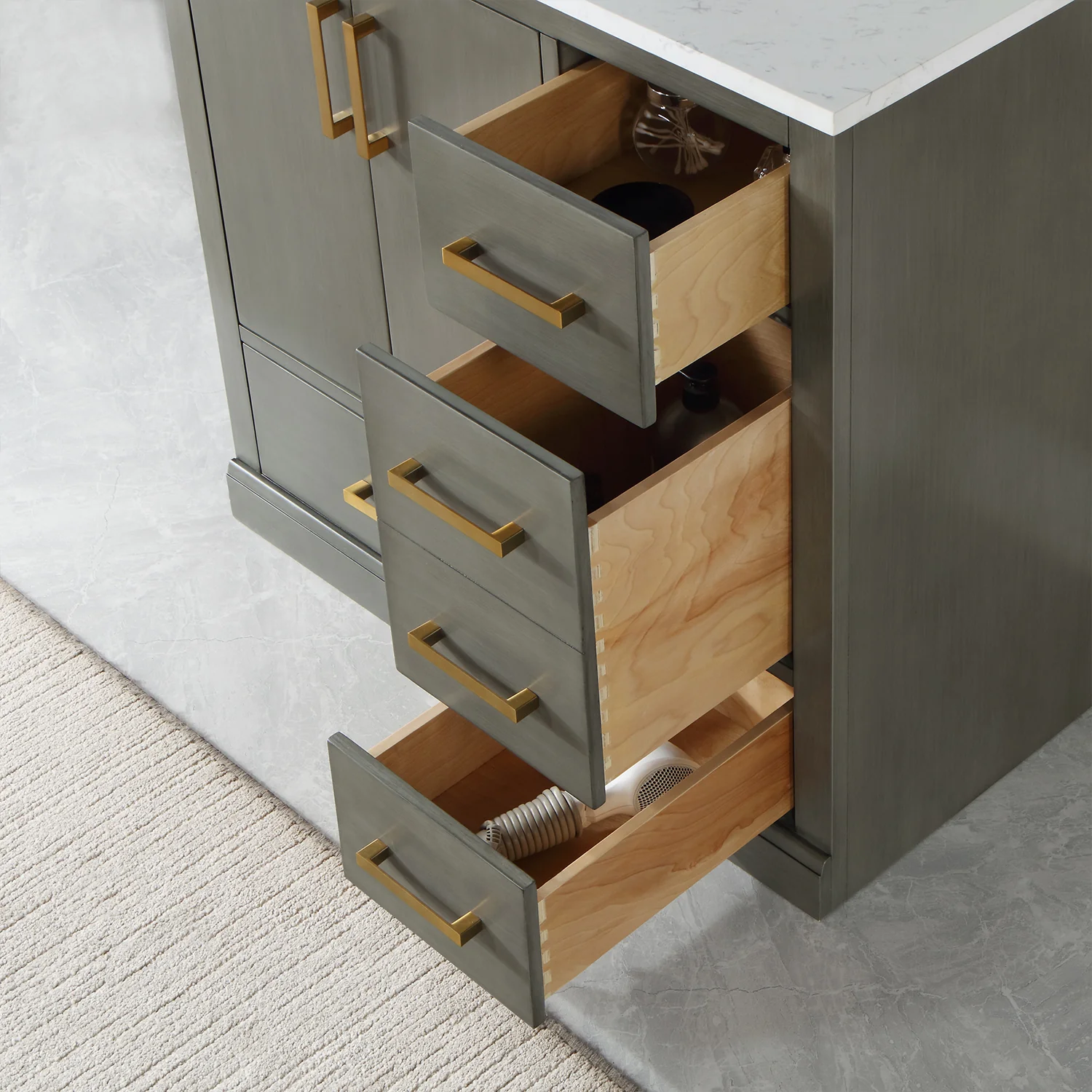 Altair Design Monna 36" Single Bathroom Vanity Set in Gray Pine with Aosta White Composite Stone Countertop - Image 6