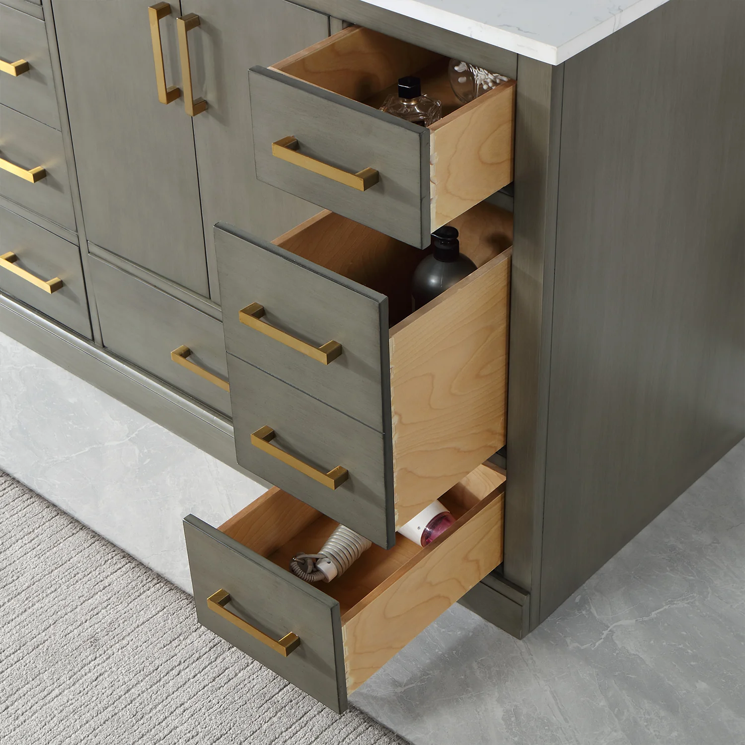 Altair Design Monna 48" Single Bathroom Vanity Set in Gray Pine with Aosta White Composite Stone Countertop - Image 6