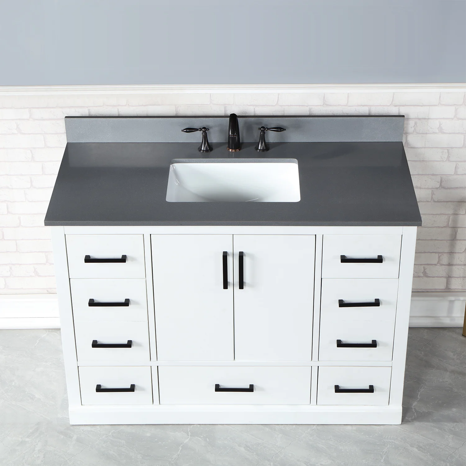 Altair Design Monna 48" Single Bathroom Vanity Set in White with Concrete Grey Composite Stone Countertop - Image 15