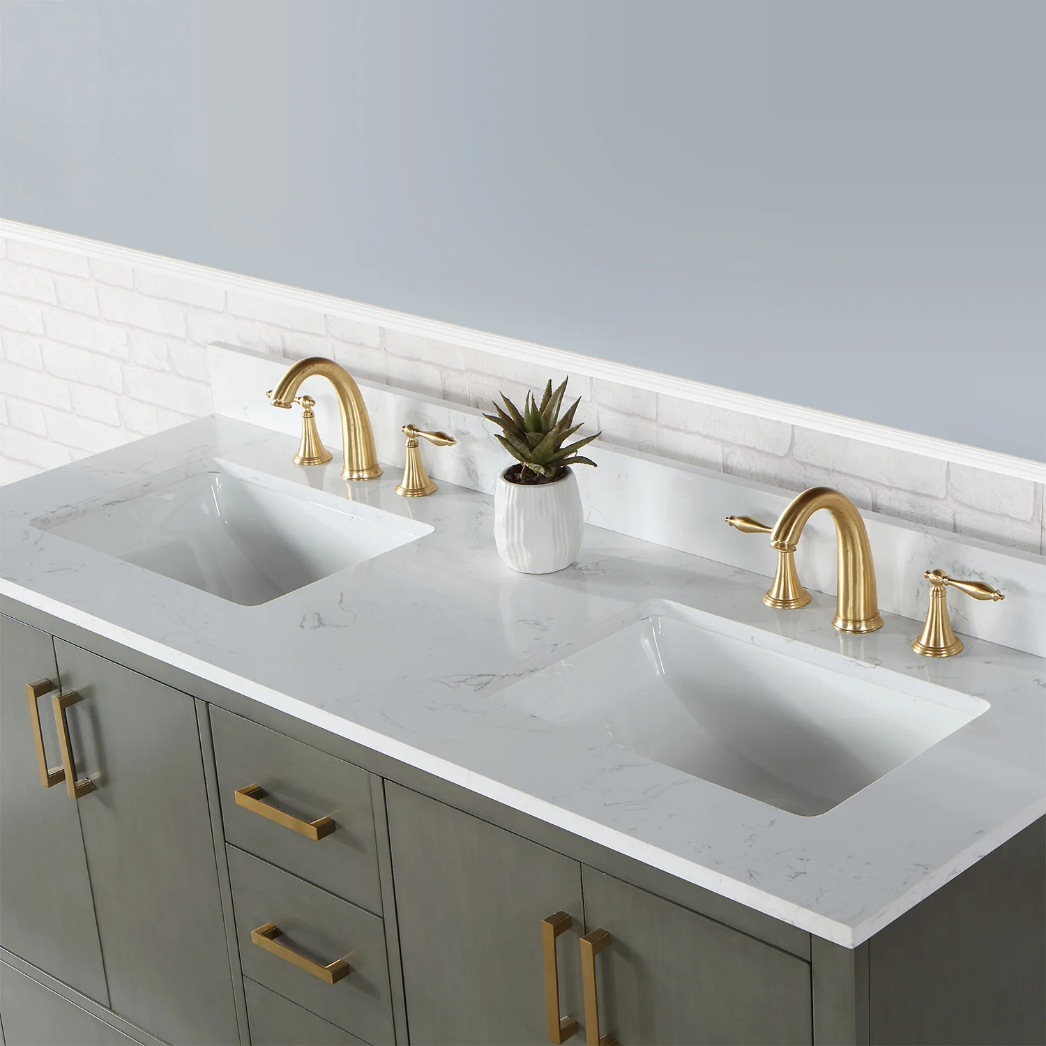 Altair Design Monna 60" Double Bathroom Vanity Set in Gray Pine with Aosta White Composite Stone Countertop - Image 16