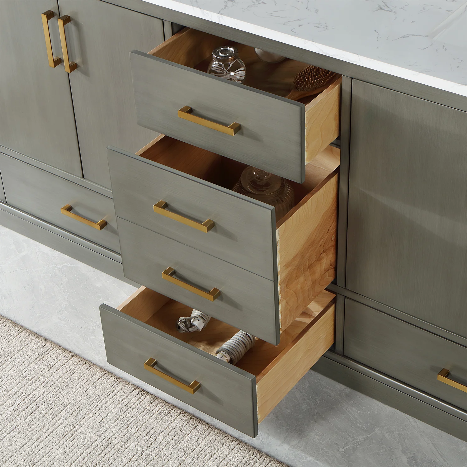 Altair Design Monna 72" Double Bathroom Vanity Set in Gray Pine with Aosta White Composite Stone Countertop - Image 14