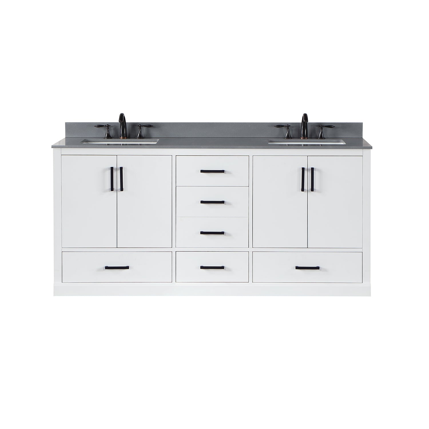 Altair Design Monna 72" Double Bathroom Vanity Set in White with Concrete Grey Composite Stone Countertop - Image 10