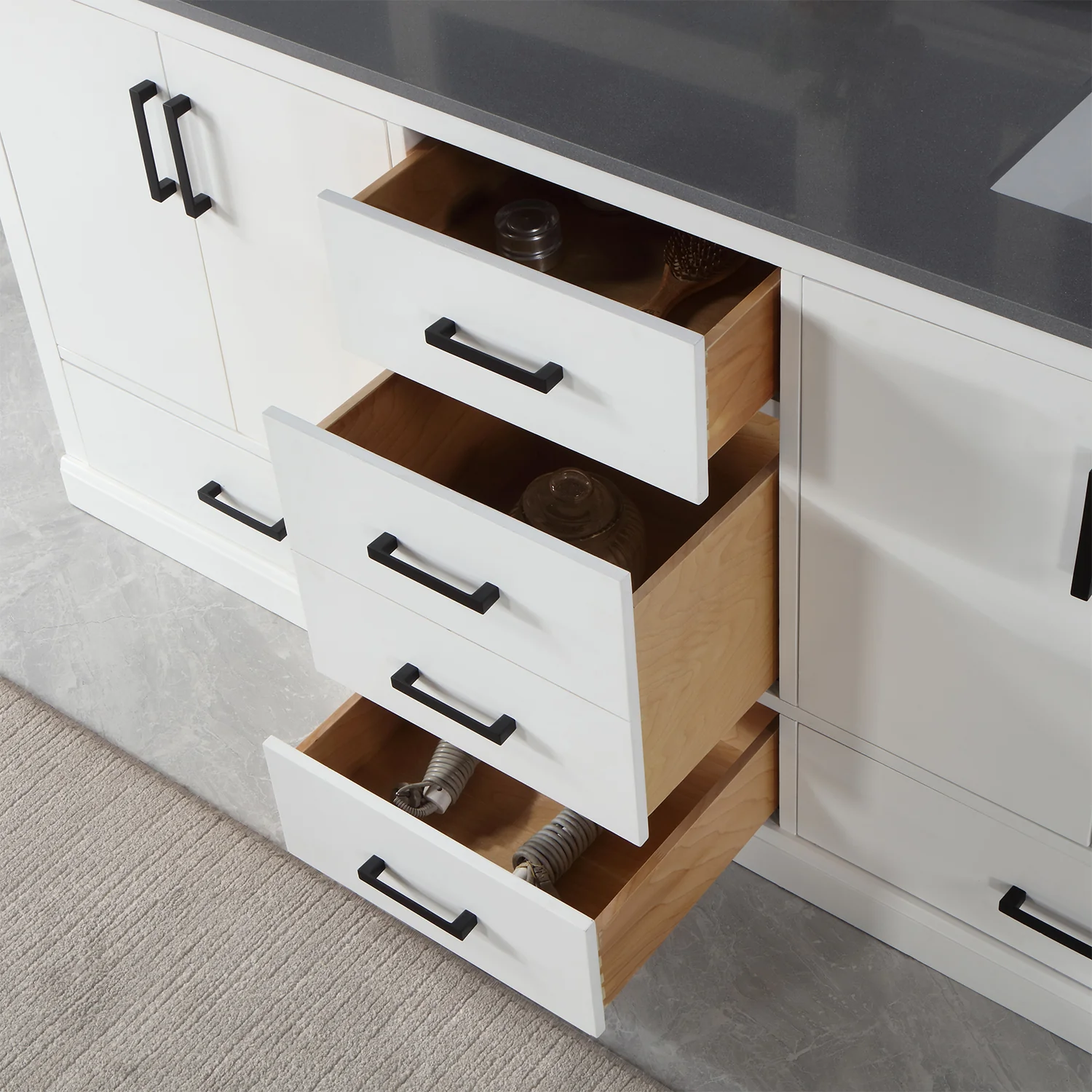 Altair Design Monna 72" Double Bathroom Vanity Set in White with Concrete Grey Composite Stone Countertop - Image 14