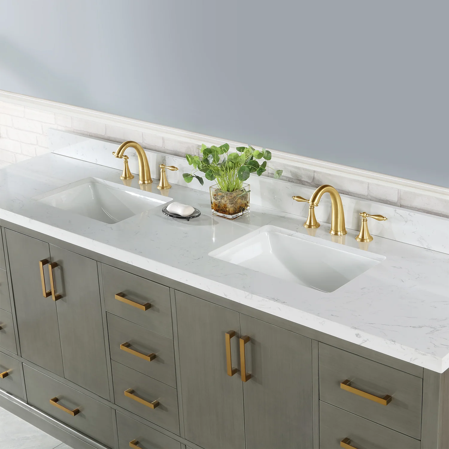 Altair Design Monna 84" Double Bathroom Vanity Set in Gray Pine with Aosta White Composite Stone Countertop - Image 16