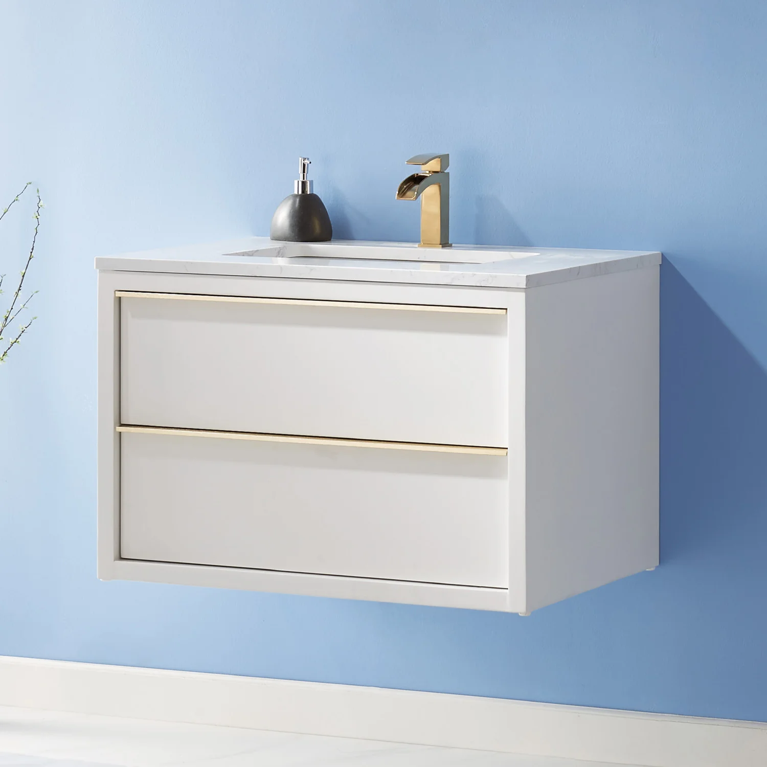 Altair Design Morgan 30" Single Bathroom Vanity Set in White and Aosta White Composite Stone Countertop - Image 13