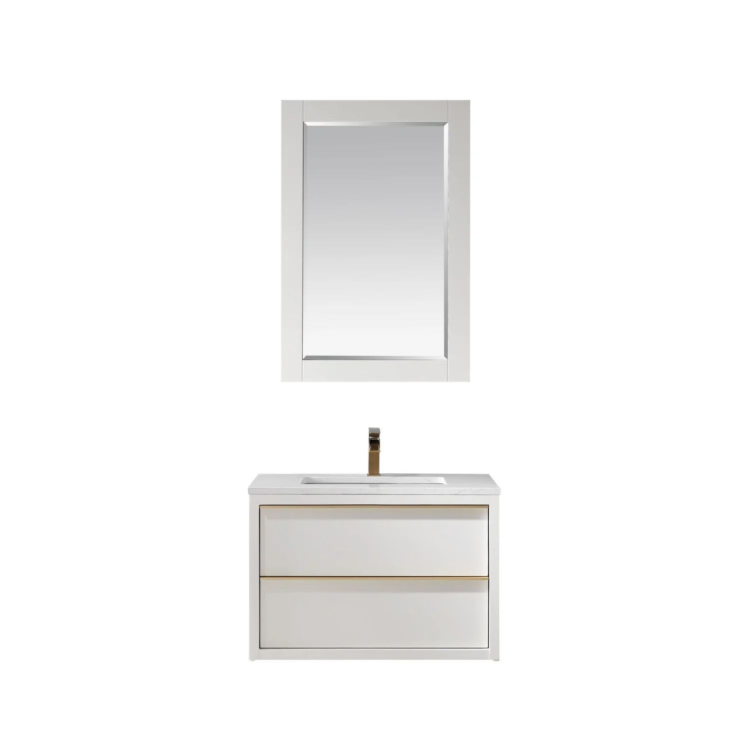 Altair Design Morgan 30" Single Bathroom Vanity Set in White and Aosta White Composite Stone Countertop - Image 2