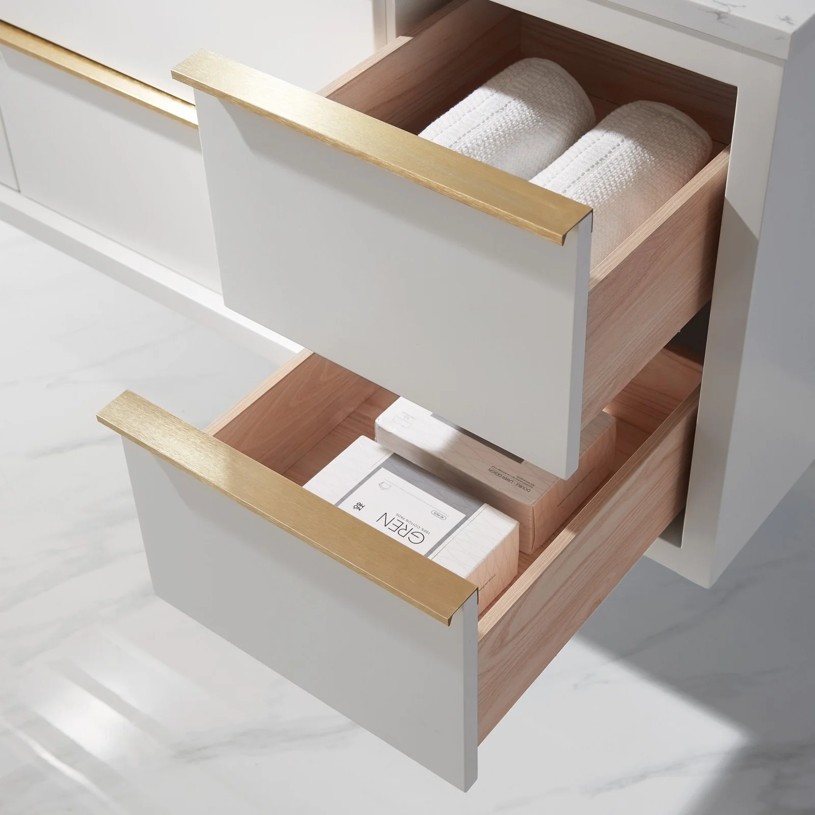 Altair Design Morgan 48" Single Bathroom Vanity Set in White and Aosta White Composite Stone Countertop - Image 7