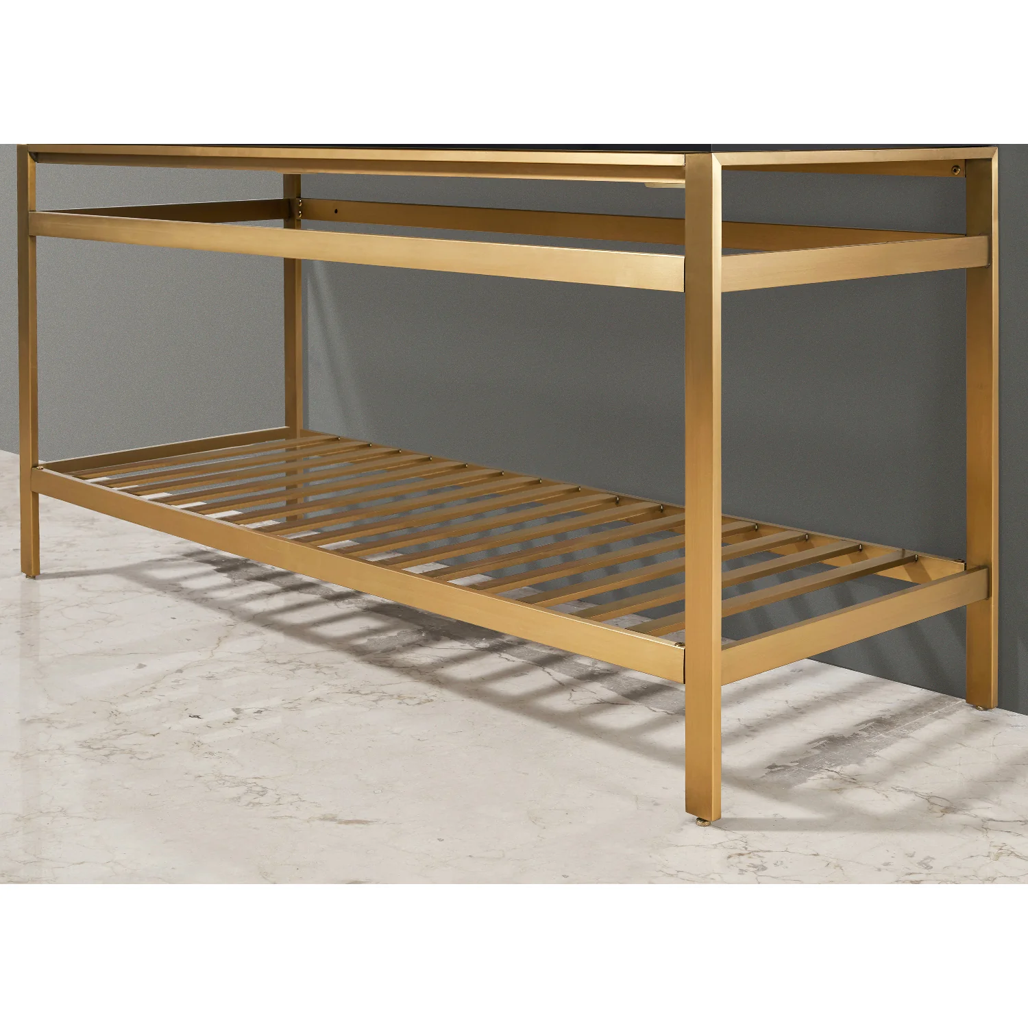 Altair Design Nauders 60" Double Stainless Steel Vanity Console in Brushed Gold with Imperial Black Stone Countertop - Image 10