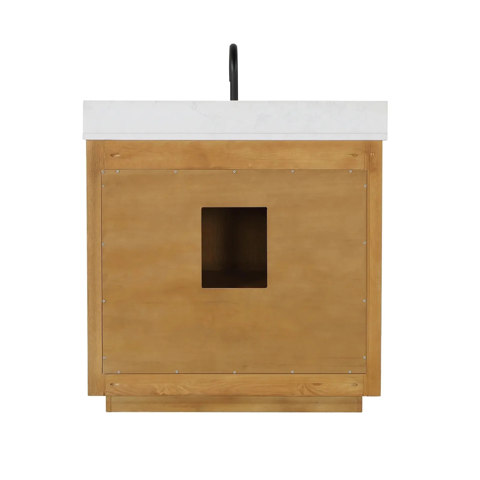 Altair Design Perla 36" Single Bathroom Vanity in Natural Wood with Grain White Composite Stone Countertop - Image 20