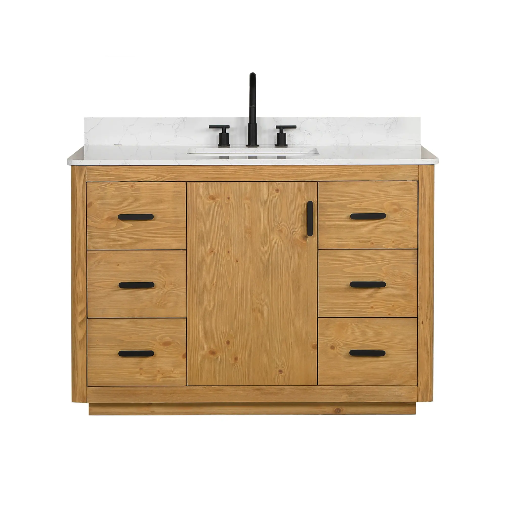 Altair Design Perla 48" Single Bathroom Vanity in Natural Wood with Grain White Composite Stone Countertop - Image 14