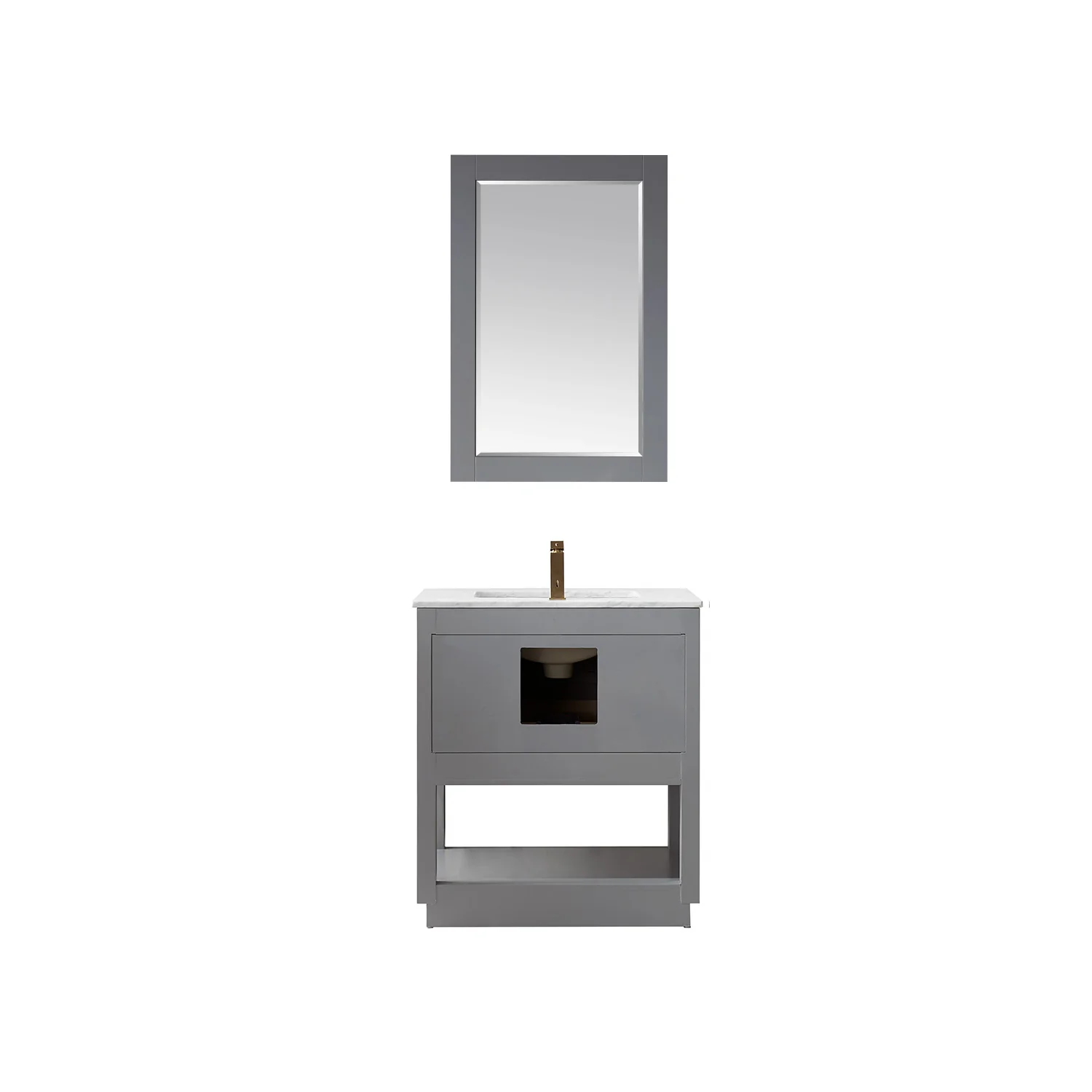 Altair Design Remi 30" Single Bathroom Vanity Set in Gray and Carrara White Marble Countertop - Image 10