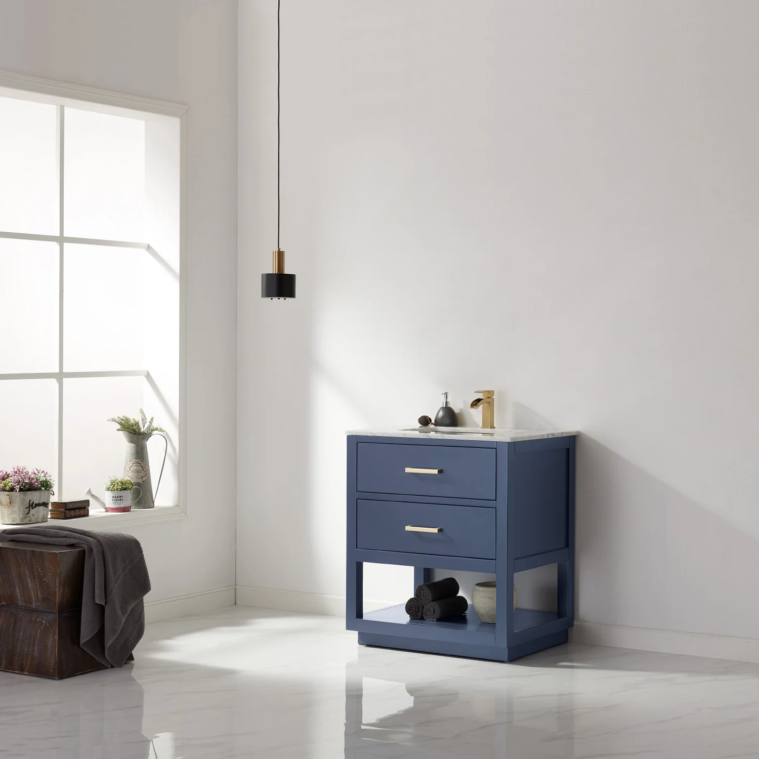 Altair Design Remi 30" Single Bathroom Vanity Set in Royal Blue and Carrara White Marble Countertop - Image 13