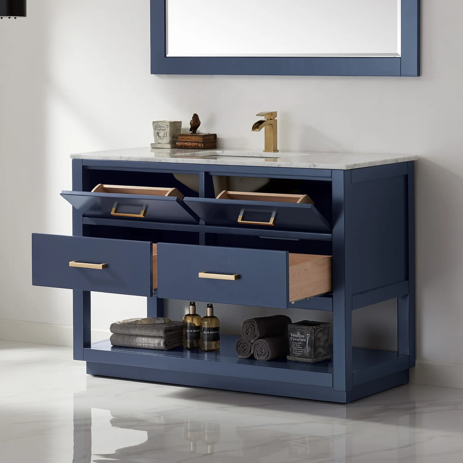 Altair Design Remi 48" Single Bathroom Vanity Set in Royal Blue and Carrara White Marble Countertop - Image 6