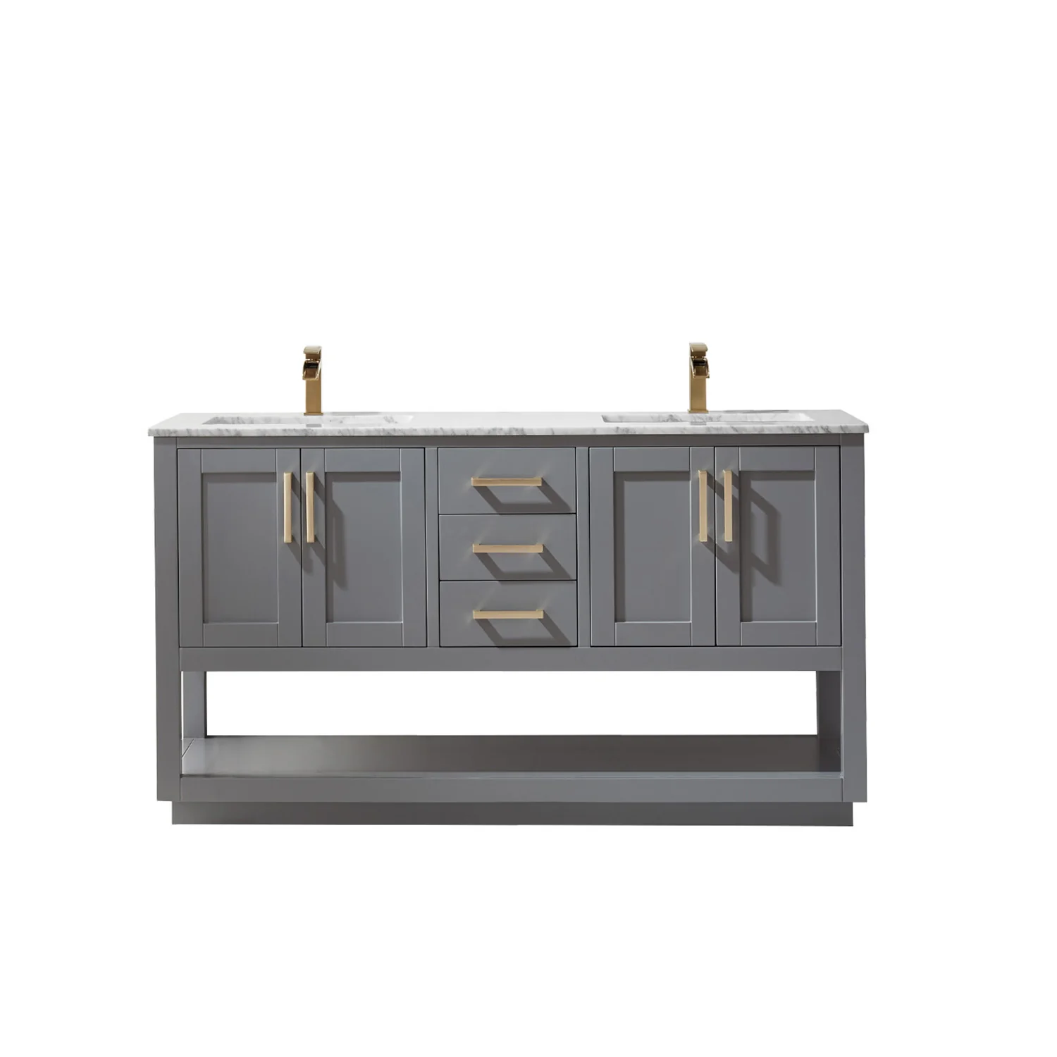 Altair Design Remi 60" Double Bathroom Vanity Set in Gray and Carrara White Marble Countertop - Image 12