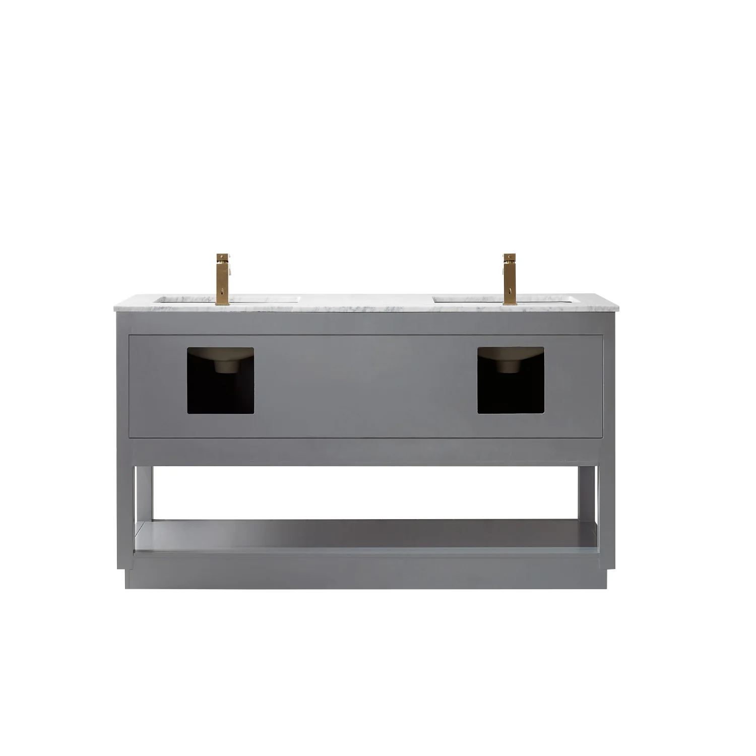 Altair Design Remi 60" Double Bathroom Vanity Set in Gray and Carrara White Marble Countertop - Image 19