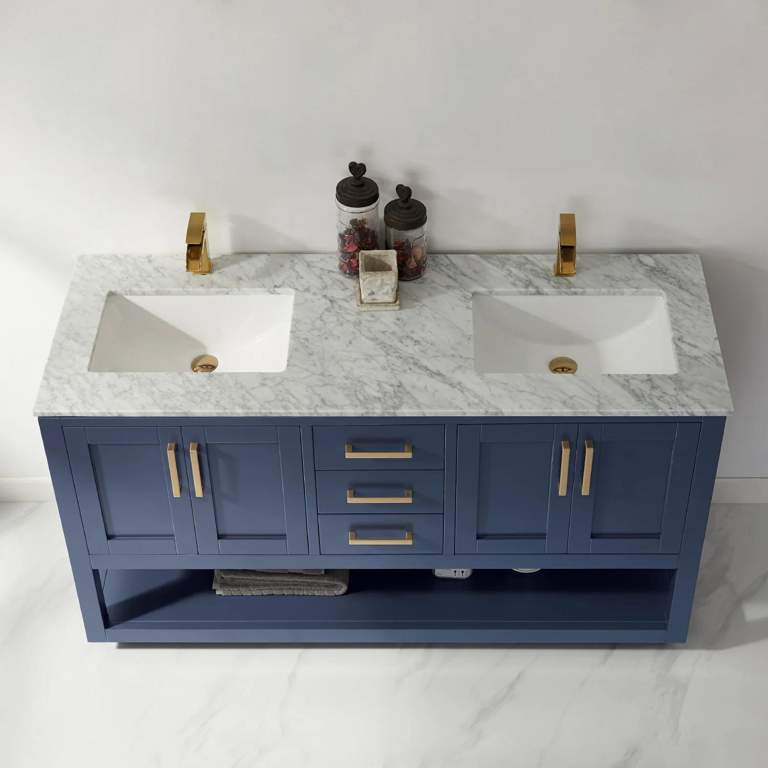 Altair Design Remi 60" Double Bathroom Vanity Set in Royal Blue and Carrara White Marble Countertop - Image 18