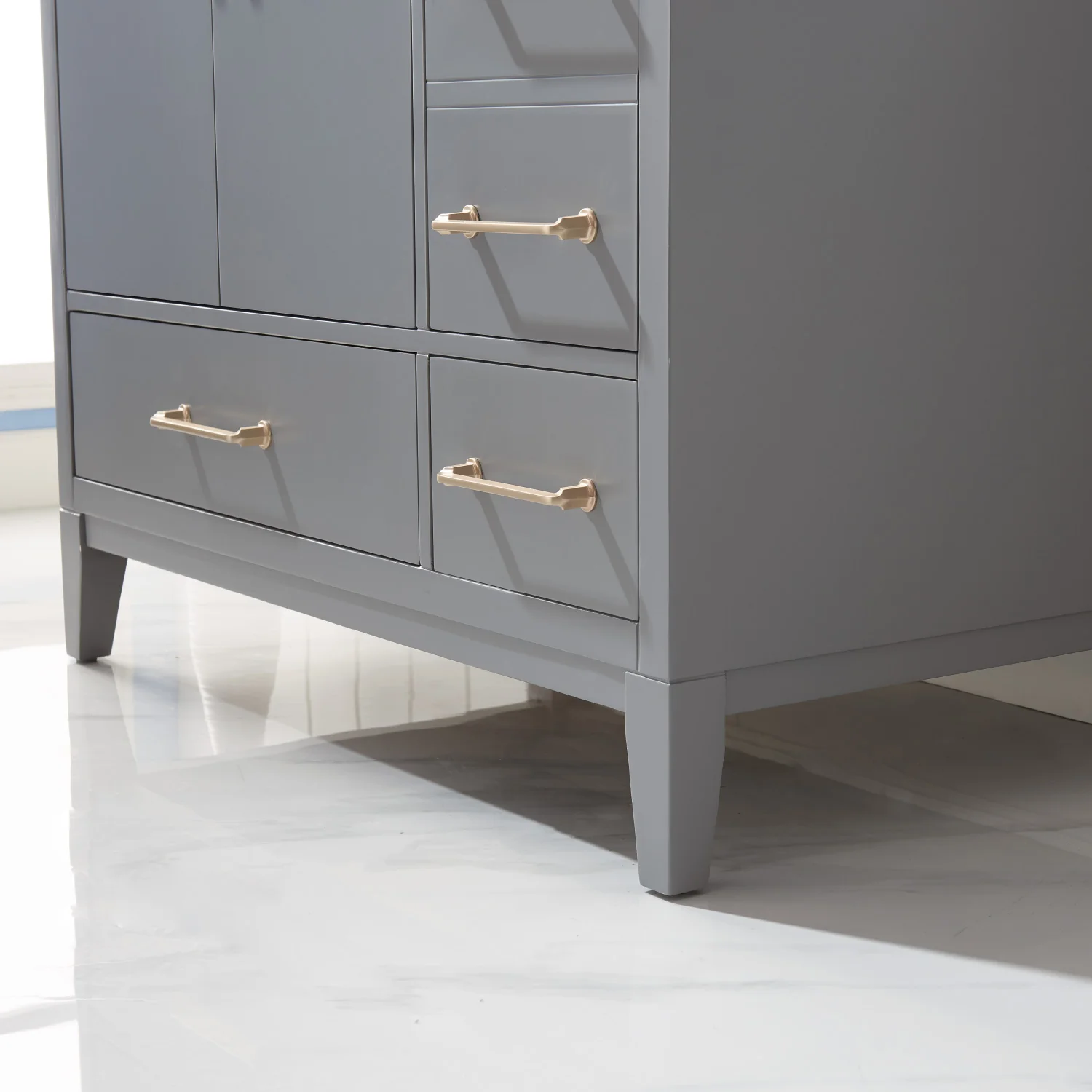 Altair Design Sutton 36" Single Bathroom Vanity Set in Gray and Carrara White Marble Countertop - Image 4