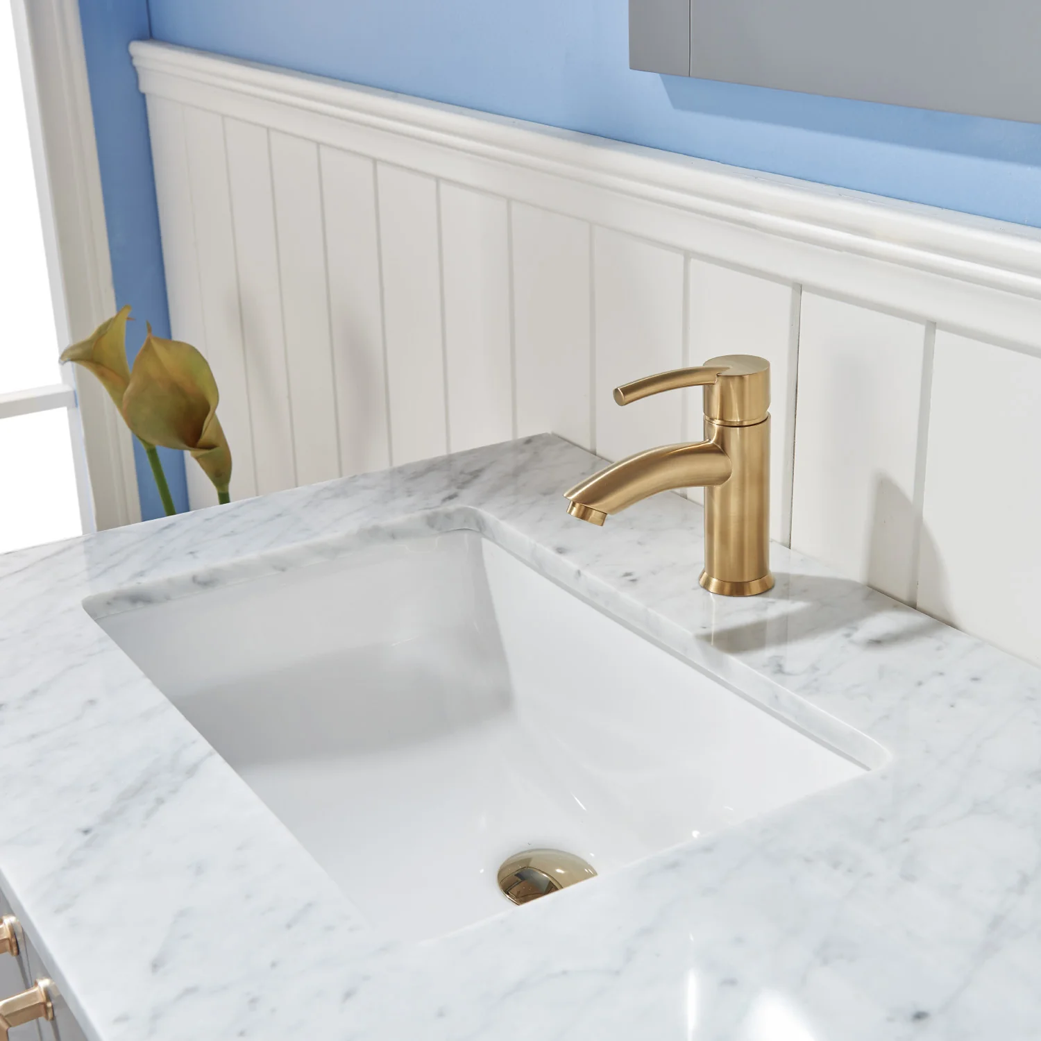 Altair Design Sutton 36" Single Bathroom Vanity Set in Gray and Carrara White Marble Countertop - Image 9