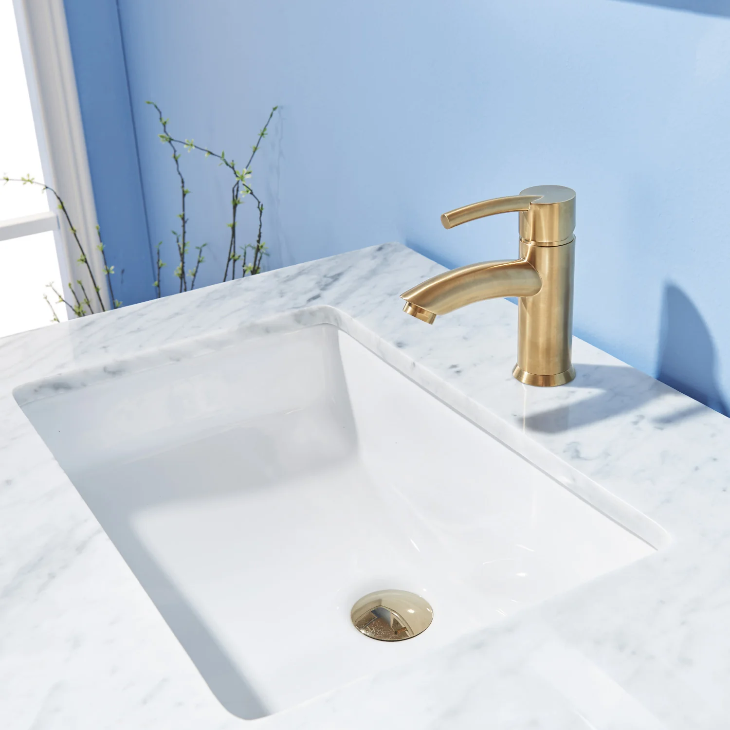 Altair Design Sutton 36" Single Bathroom Vanity Set in White and Carrara White Marble Countertop - Image 9
