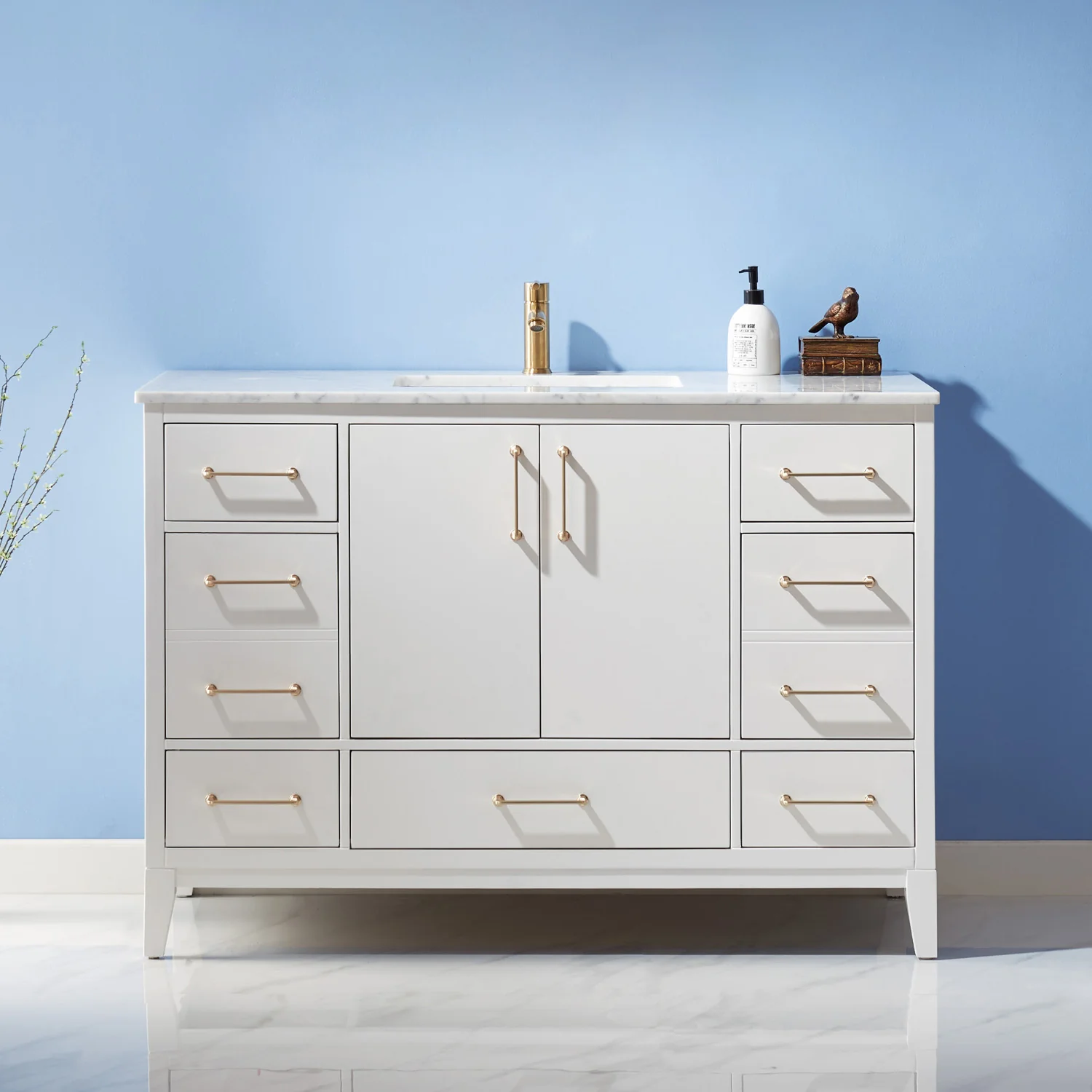 Altair Design Sutton 48" Single Bathroom Vanity Set in White and Carrara White Marble Countertop - Image 12
