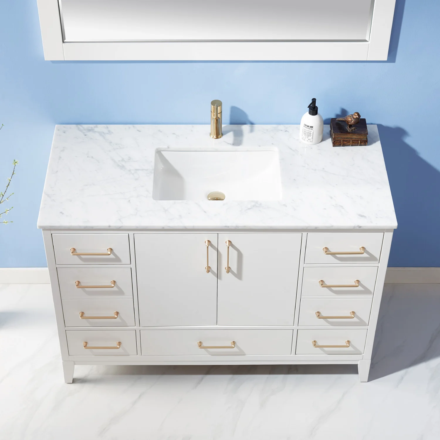 Altair Design Sutton 48" Single Bathroom Vanity Set in White and Carrara White Marble Countertop - Image 8