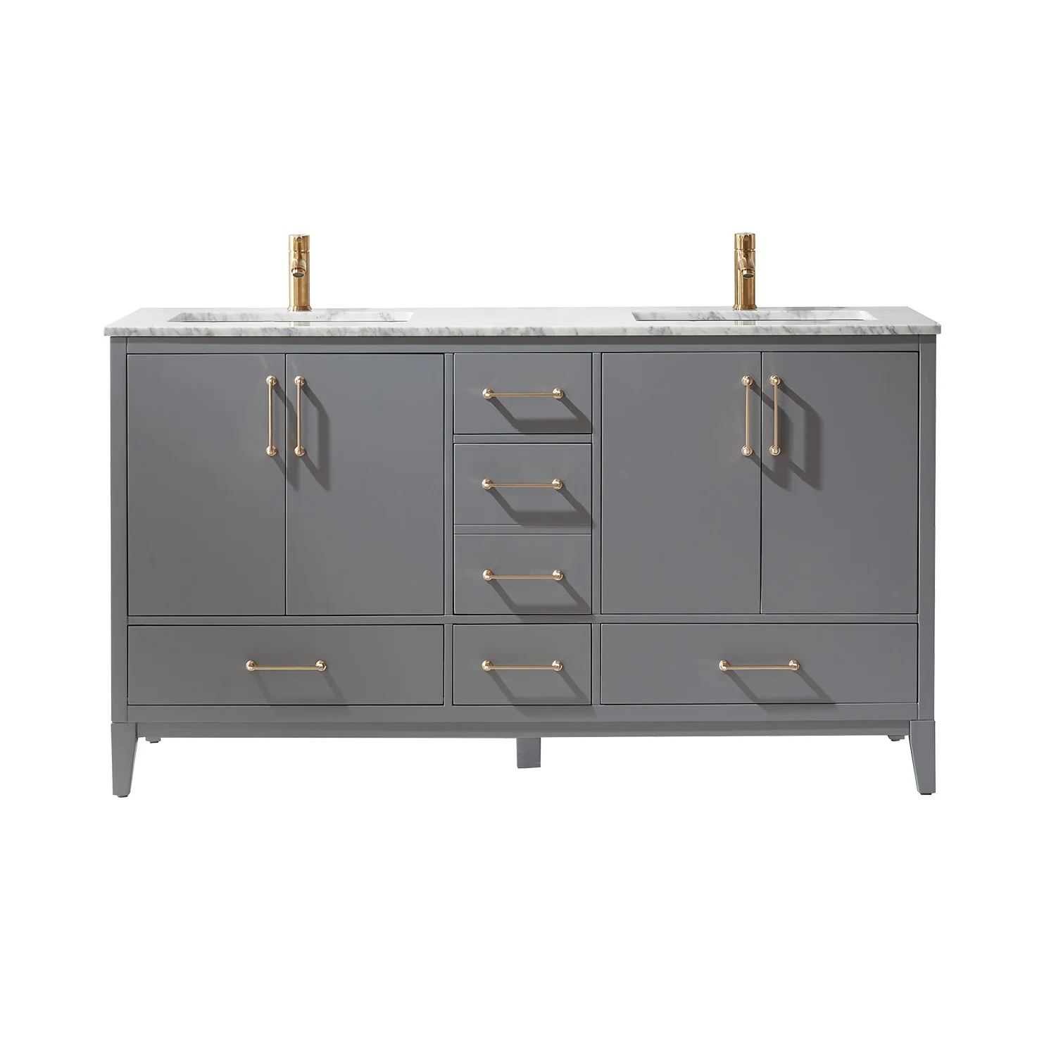 Altair Design Sutton 60" Double Bathroom Vanity Set in Gray and Carrara White Marble Countertop - Image 13
