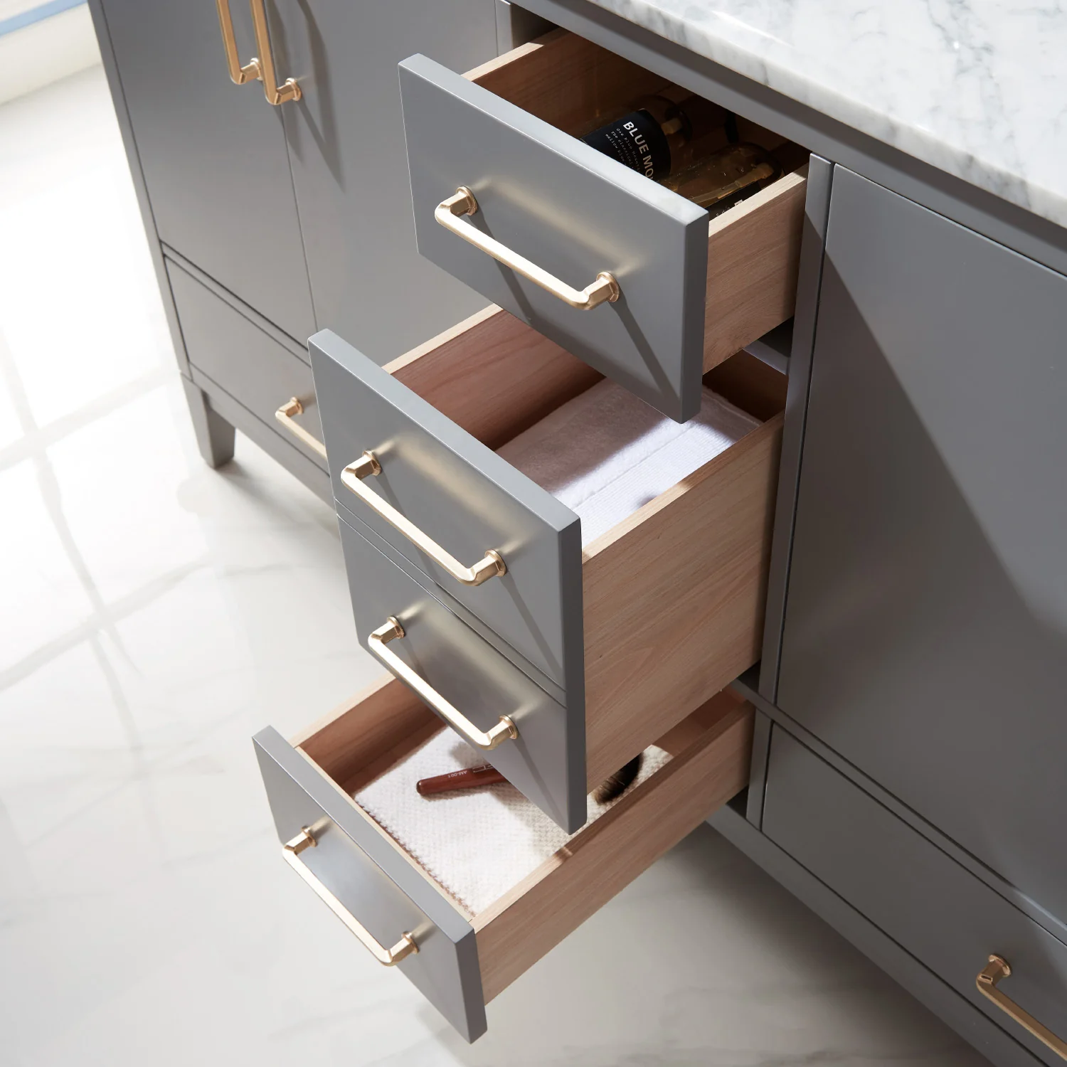 Altair Design Sutton 60" Double Bathroom Vanity Set in Gray and Carrara White Marble Countertop - Image 17
