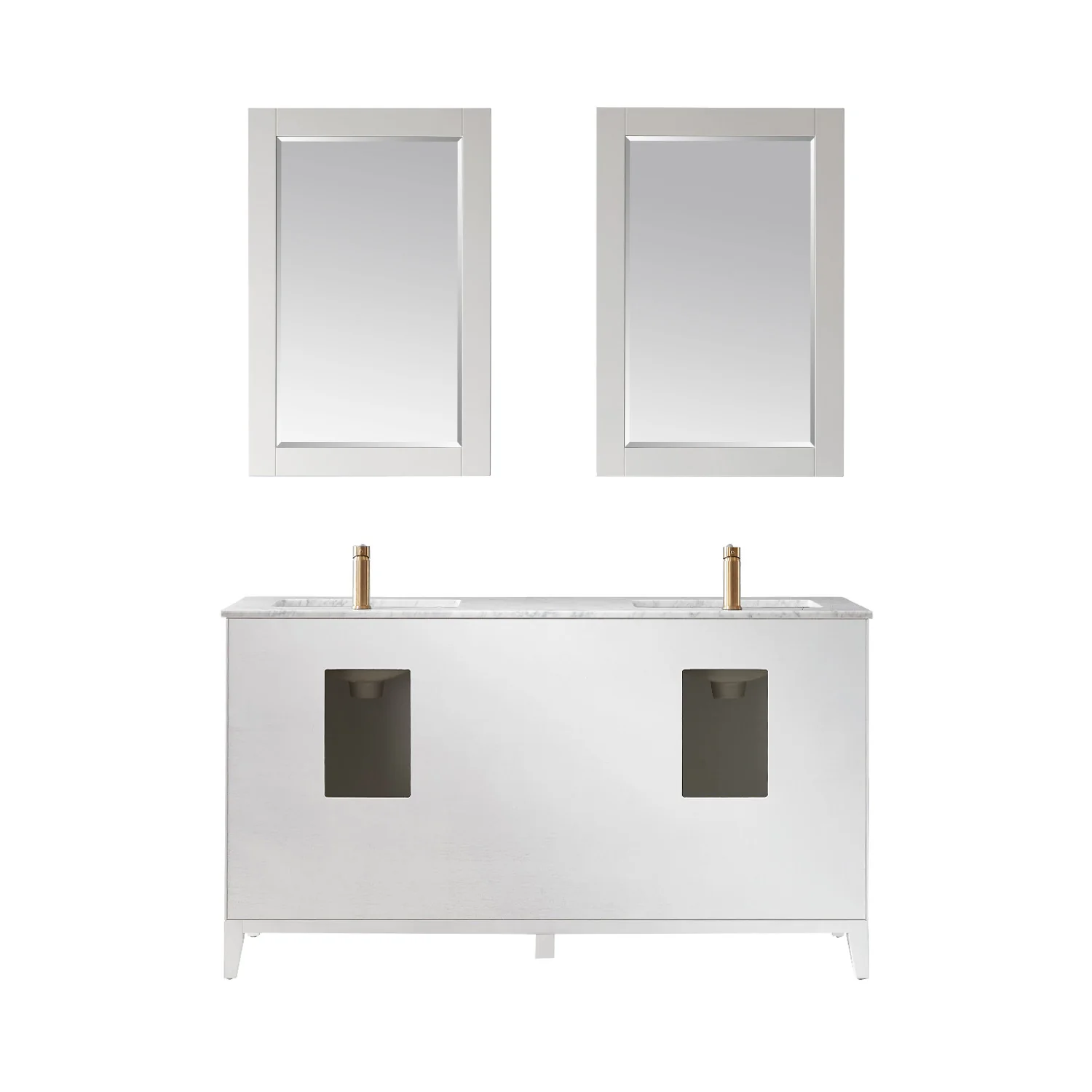 Altair Design Sutton 60" Double Bathroom Vanity Set in White and Carrara White Marble Countertop - Image 10