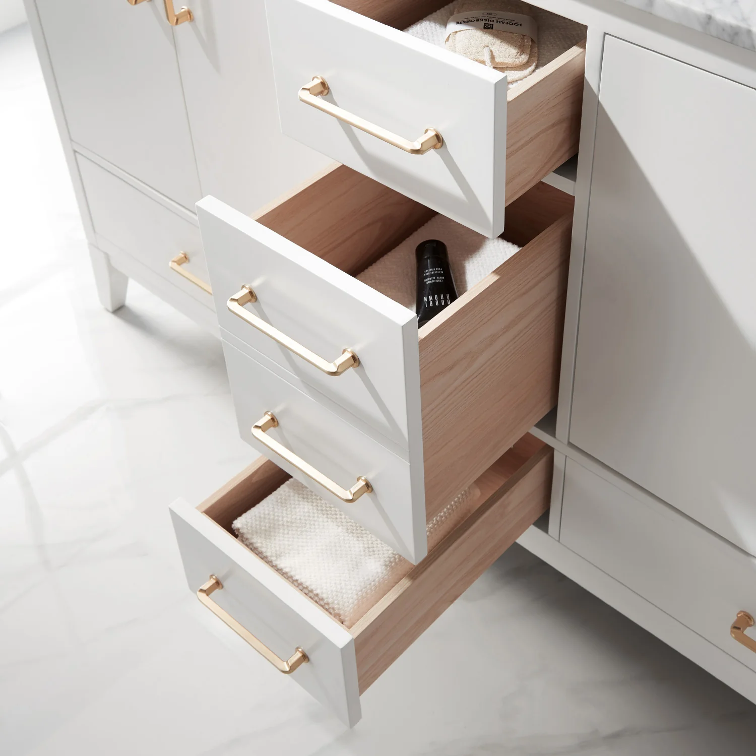 Altair Design Sutton 60" Double Bathroom Vanity Set in White and Carrara White Marble Countertop - Image 17