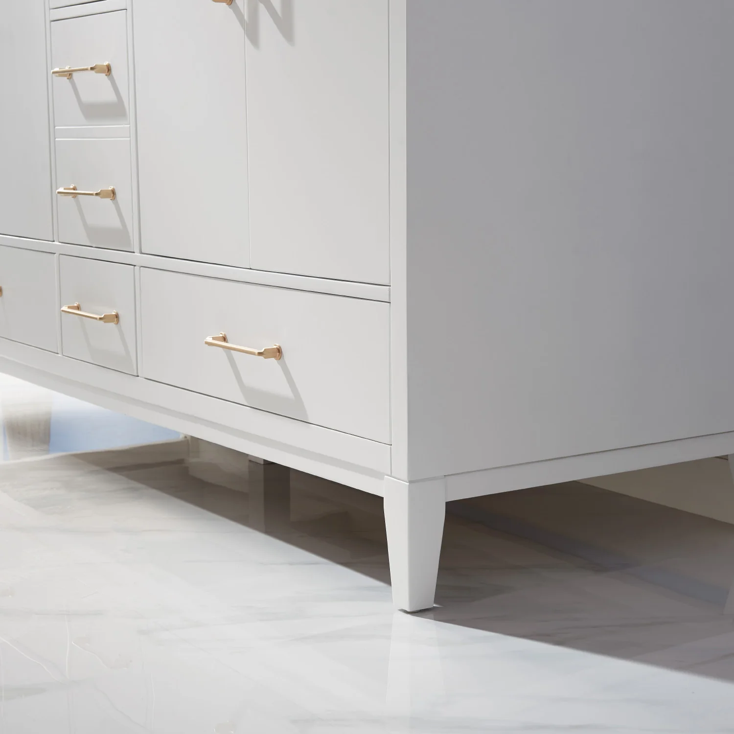 Altair Design Sutton 60" Double Bathroom Vanity Set in White and Carrara White Marble Countertop - Image 4