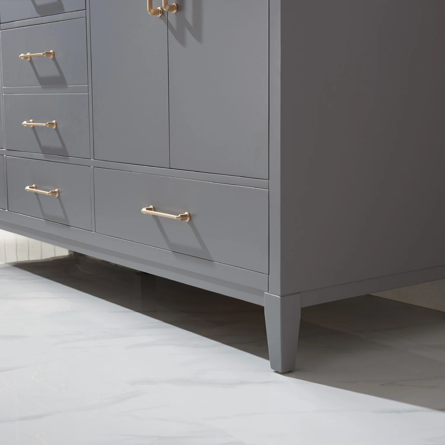 Altair Design Sutton 72" Double Bathroom Vanity Set in Gray and Carrara White Marble Countertop - Image 4
