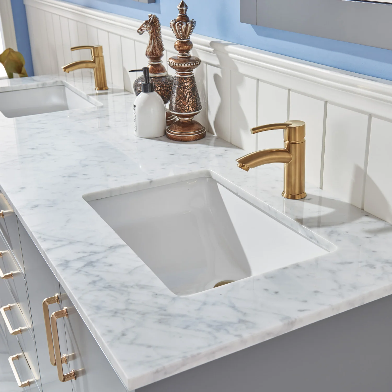 Altair Design Sutton 72" Double Bathroom Vanity Set in Gray and Carrara White Marble Countertop - Image 9