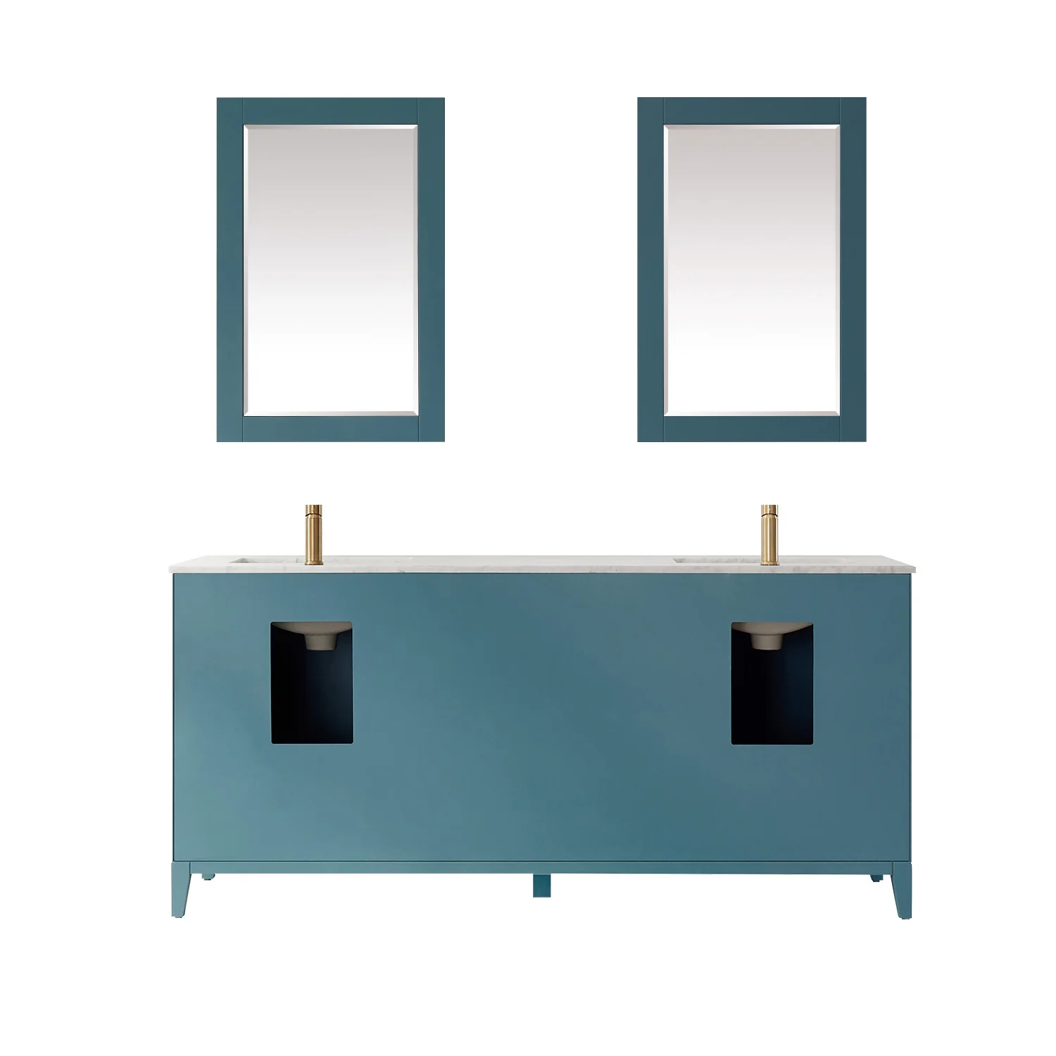 Altair Design Sutton 72" Double Bathroom Vanity Set in Royal Green and Carrara White Marble Countertop - Image 10