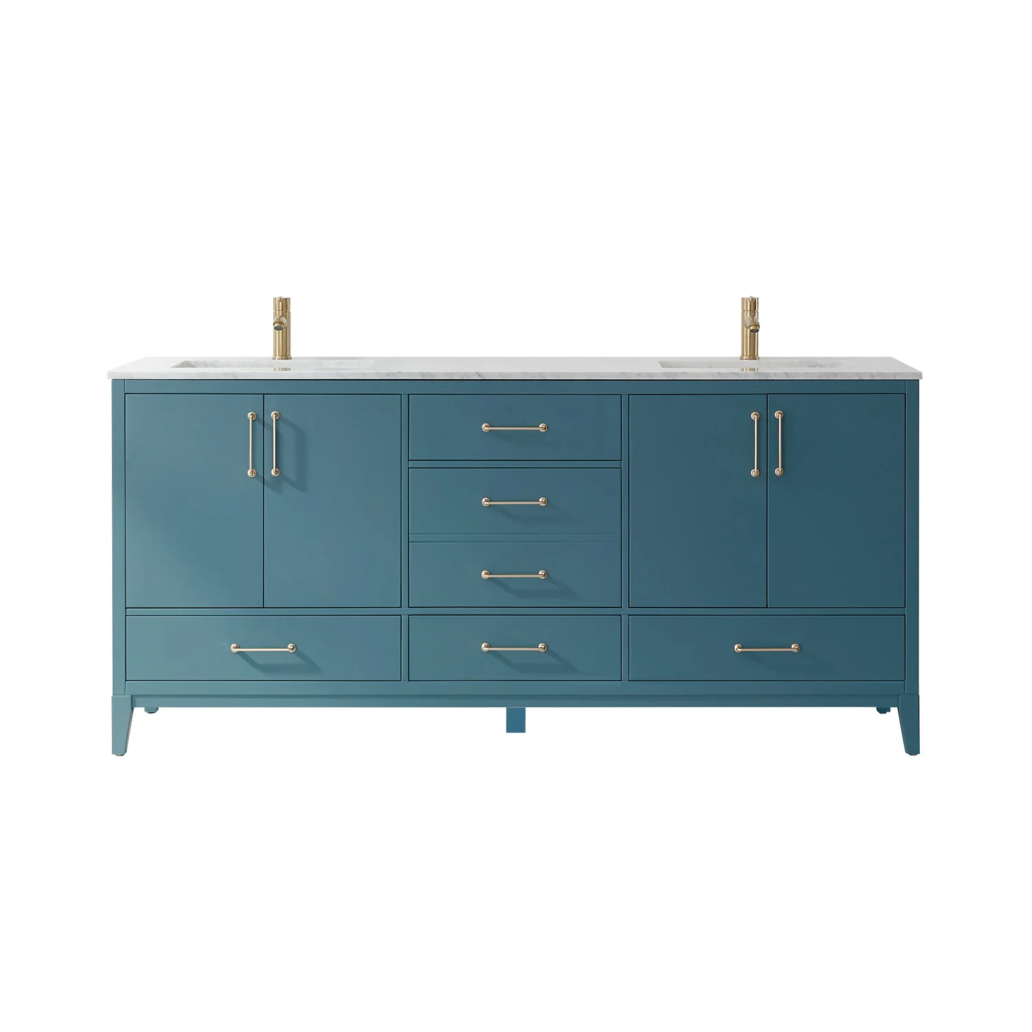 Altair Design Sutton 72" Double Bathroom Vanity Set in Royal Green and Carrara White Marble Countertop - Image 12