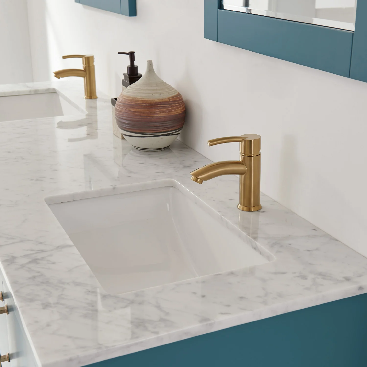 Altair Design Sutton 72" Double Bathroom Vanity Set in Royal Green and Carrara White Marble Countertop - Image 9