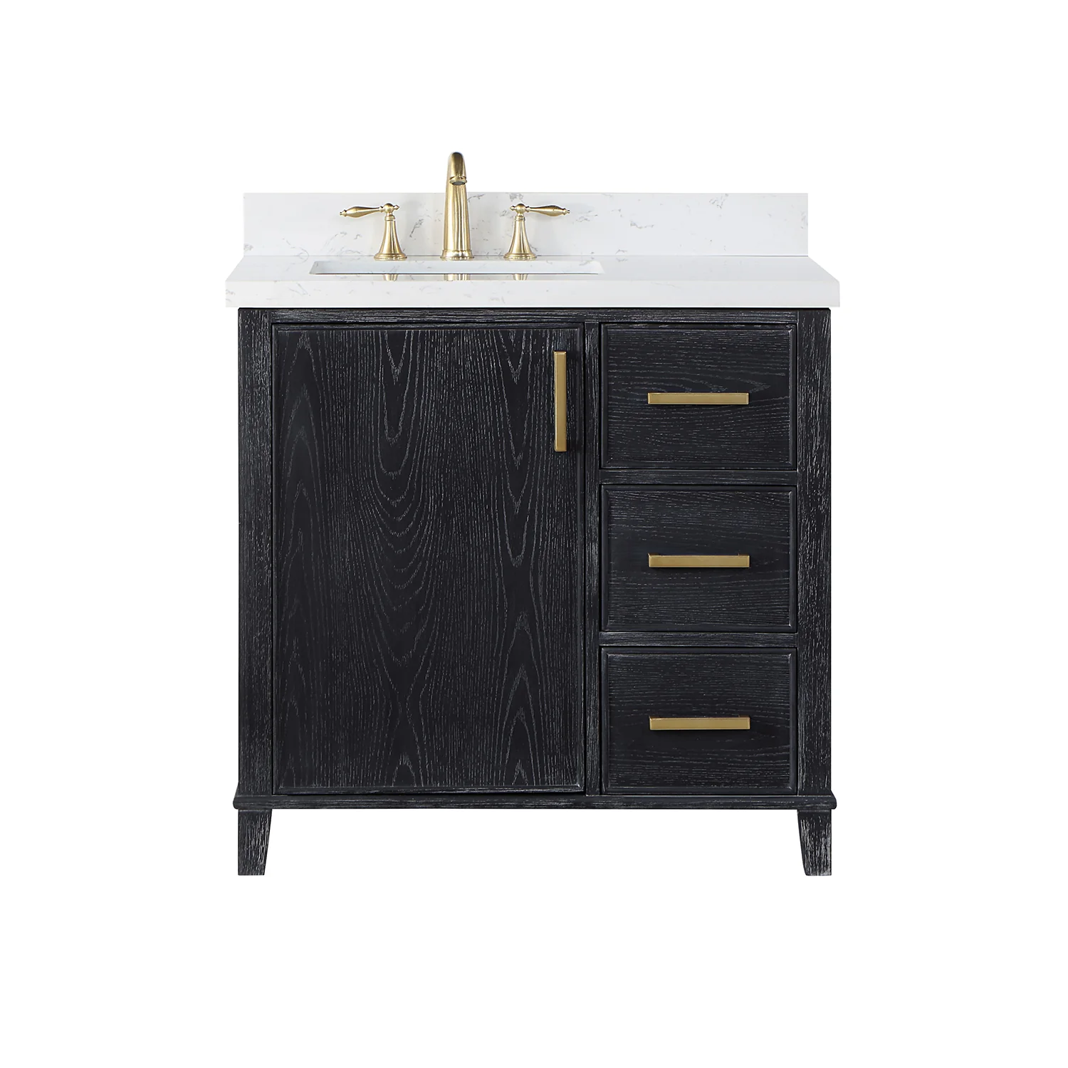 Altair Design Weiser 36" Single Bathroom Vanity in Black Oak with Aosta White Composite Stone Countertop - Image 10