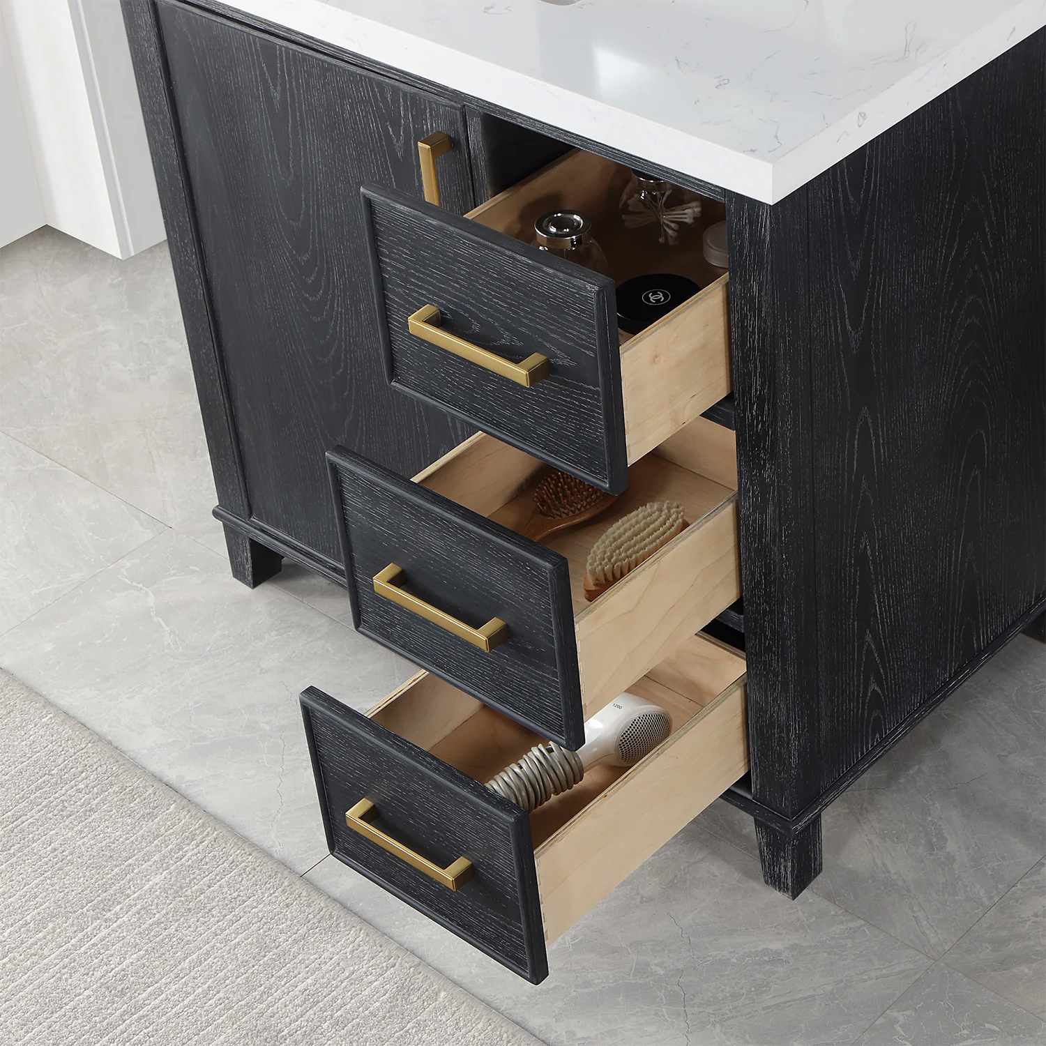 Altair Design Weiser 36" Single Bathroom Vanity in Black Oak with Aosta White Composite Stone Countertop - Image 14